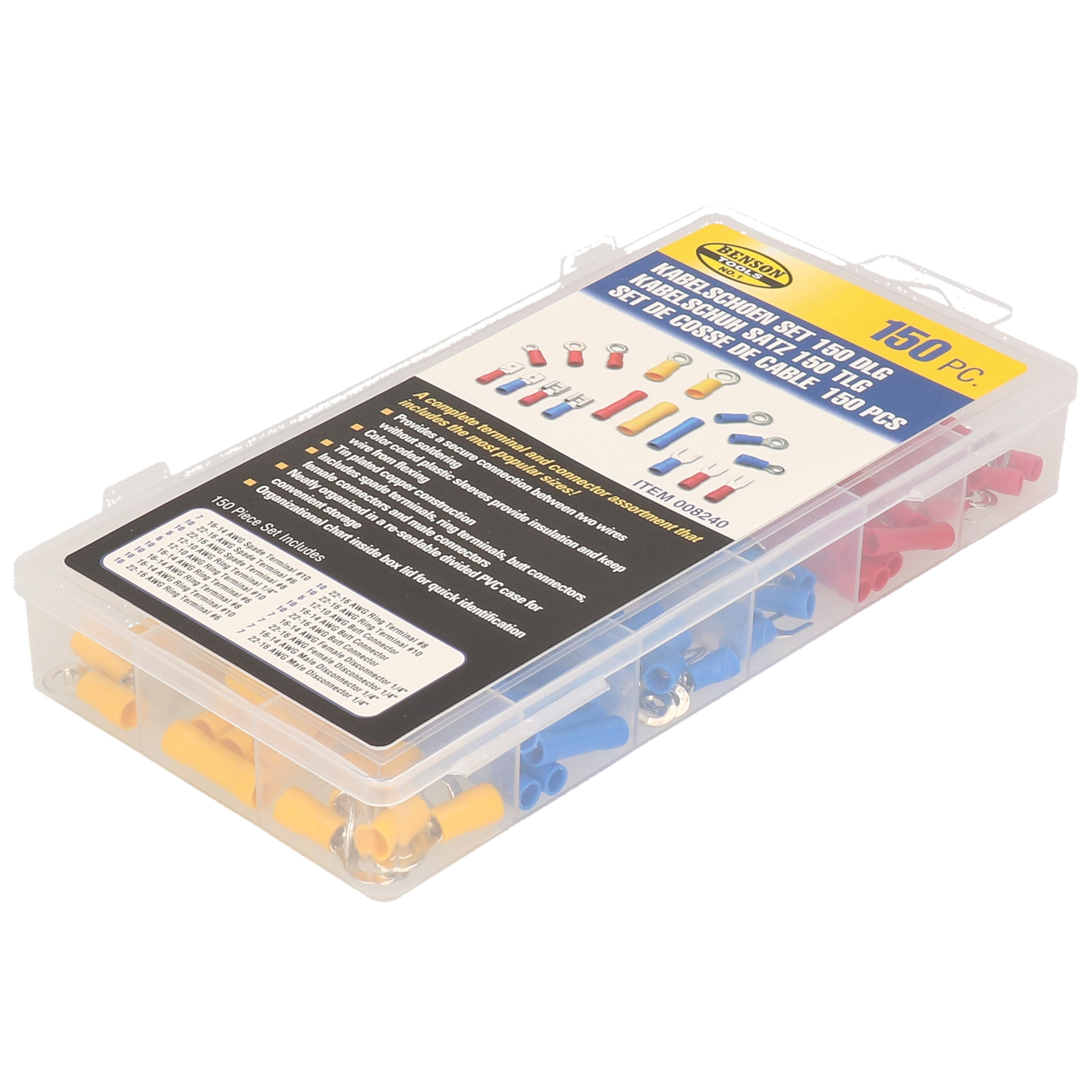 Kabelschoen assortimentsdoos met diverse connectoren / kabelschoenen 150-delig -