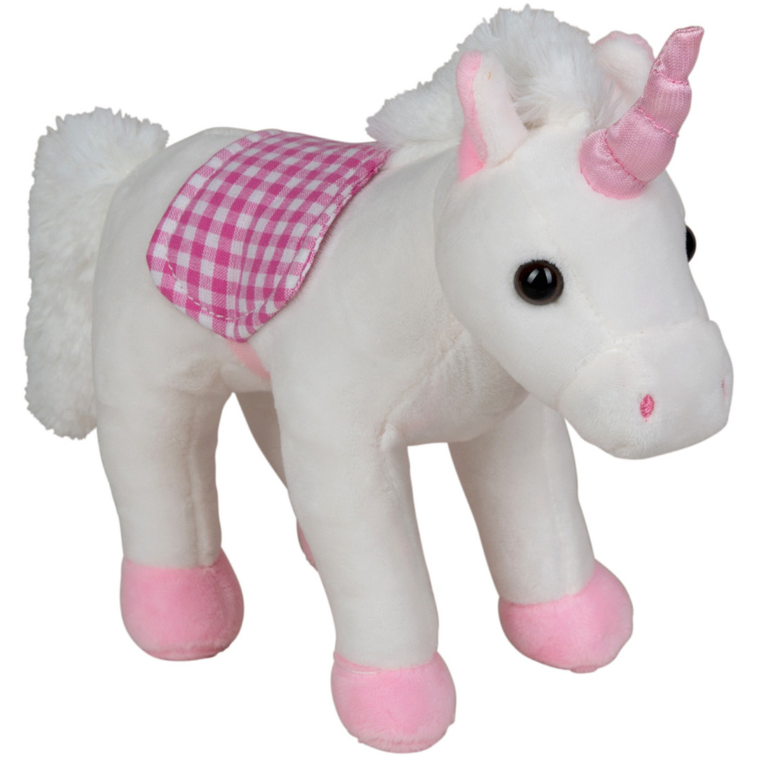 Pluche eenhoorn knuffel wit/roze 20 cm speelgoed -