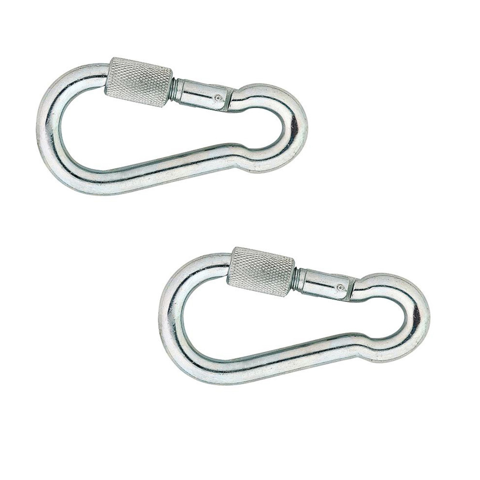 2x stuks karabijnhaak / karabijnhaken met veiligheidsschroef verzinkt staal 12 cm -