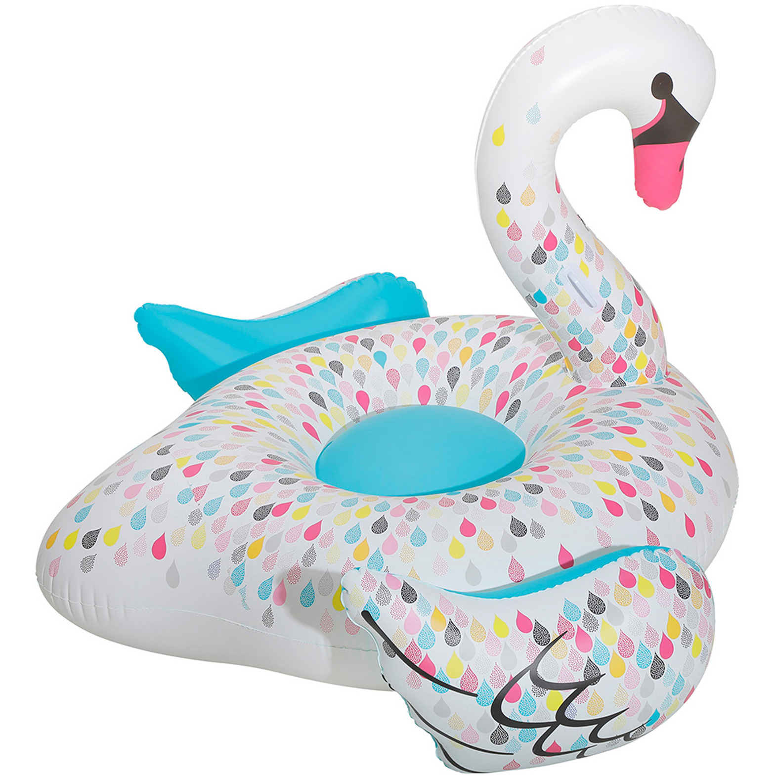 Gekleurde zwaan opblaasbare ride-on/luchtbed 115 x 138 x 98 cm kids speelgoed -