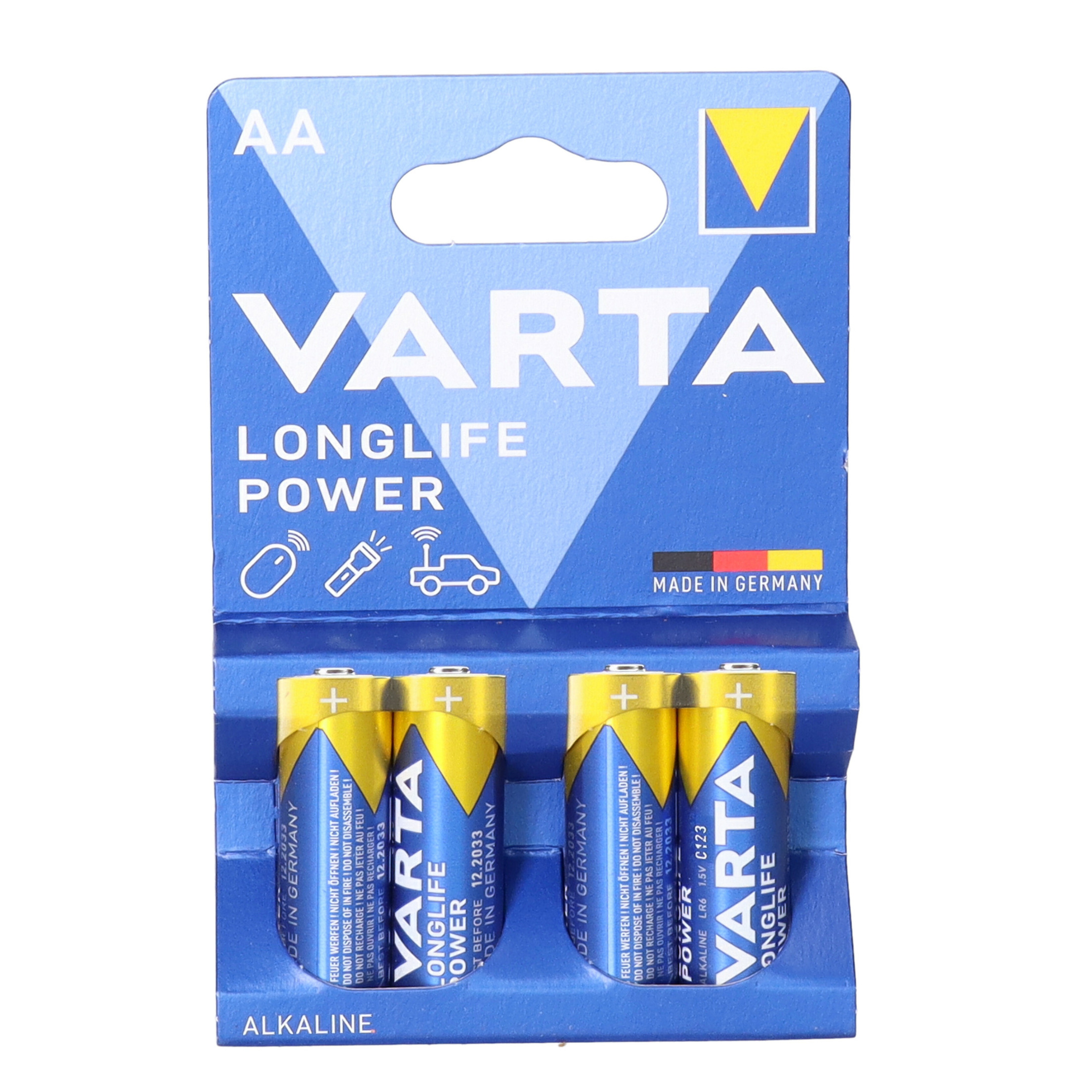 Varta Alkaline AA batterijen longlife power 1.5 V - pakje van 4x stuks - Penlites -