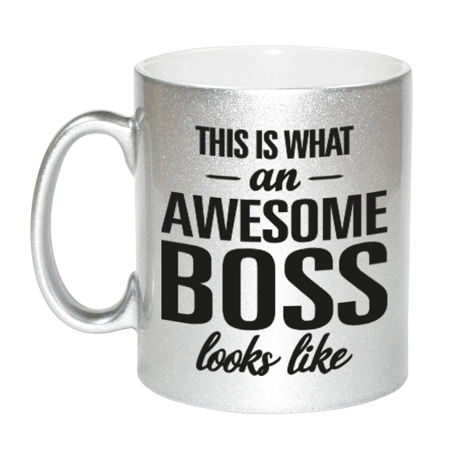 Awesome boss zilveren cadeau mok / beker voor baas 330 ml -