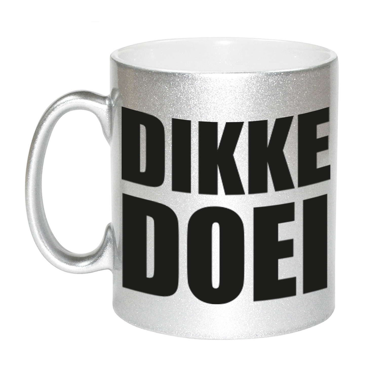 Dikke doei afscheids cadeau mok - zilver - 300 ml keramiek -