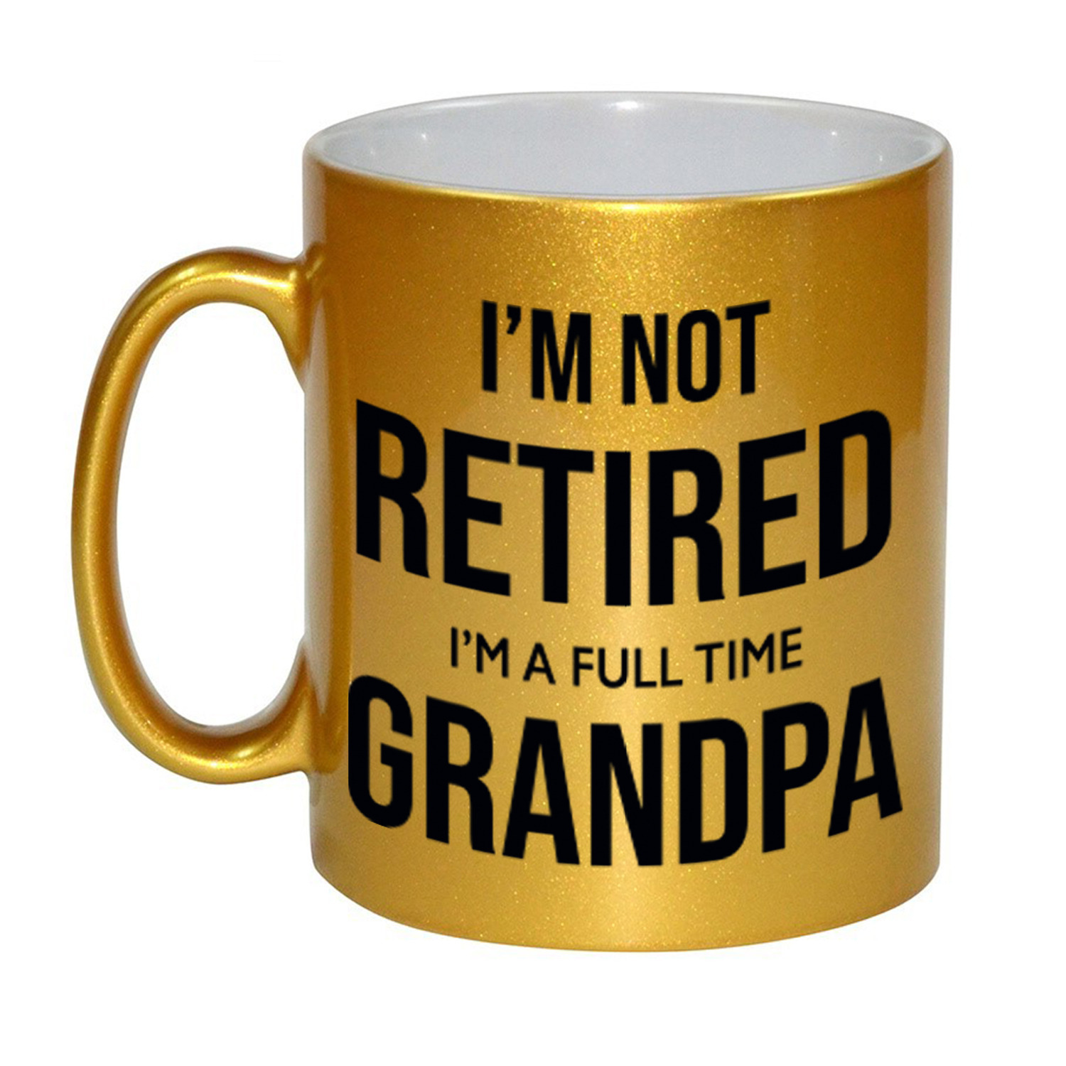 Im not retired im a full time grandpa / opa pensioen mok / beker goud afscheidscadeau 330 ml -