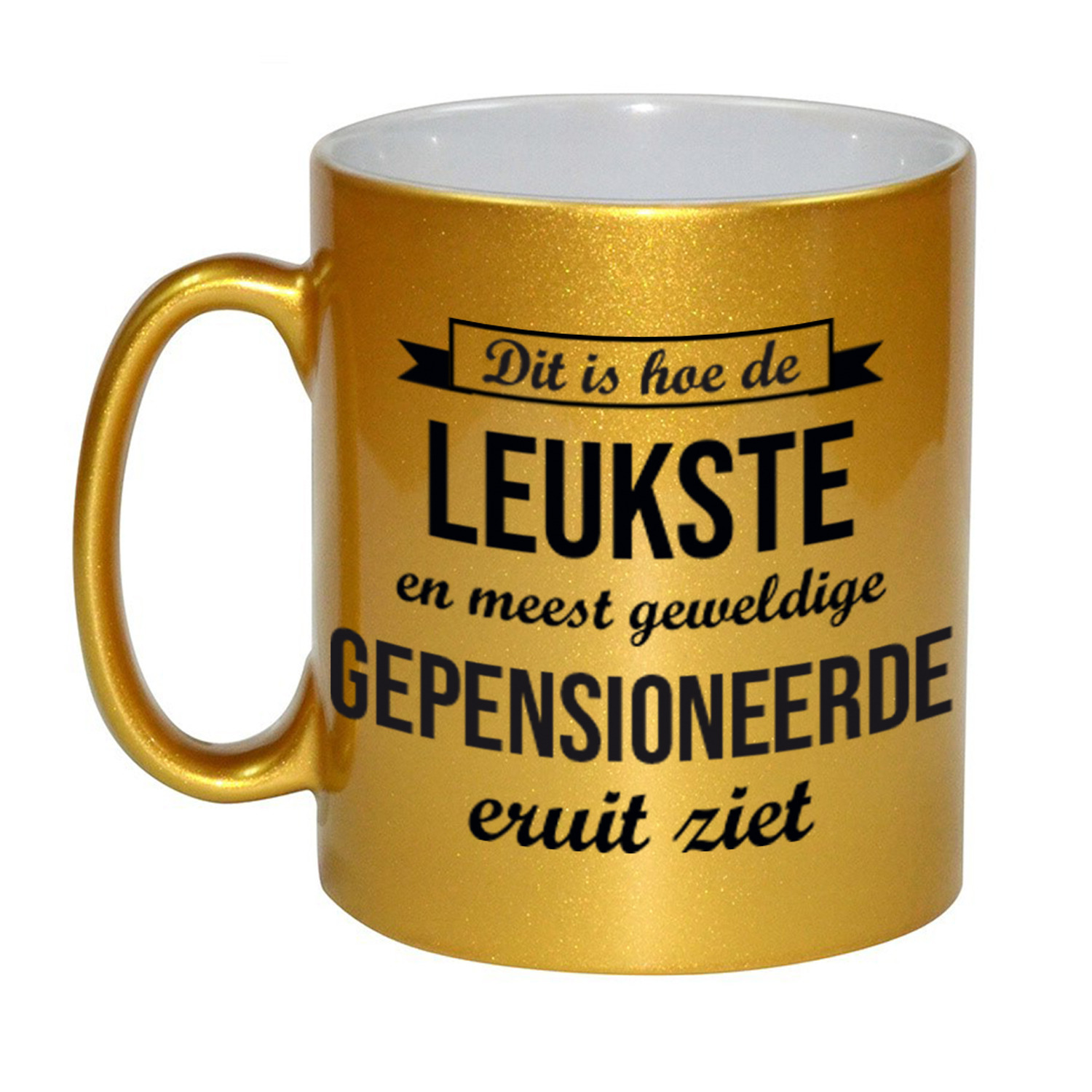 Hoe de leukste gepensioneerde eruitziet mok / beker goud bedankt cadeau collega 330 ml -