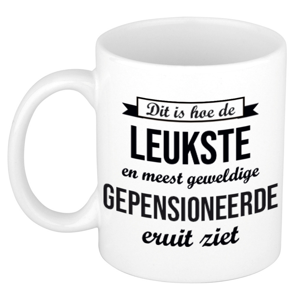 Hoe de leukste gepensioneerde eruitziet mok / beker wit bedankt cadeau collega 300 ml -