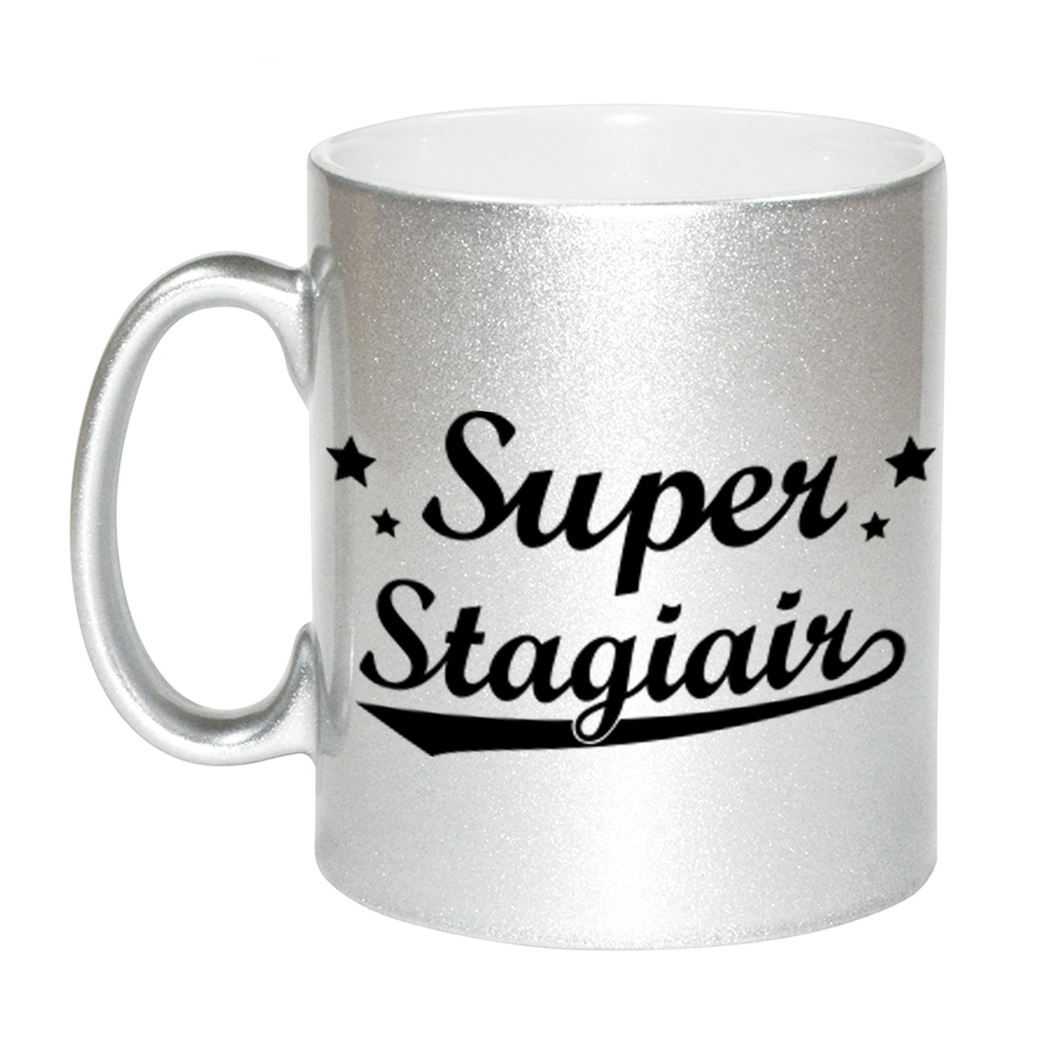 Super stagiair zilveren cadeau mok / beker met sterren 330 ml -