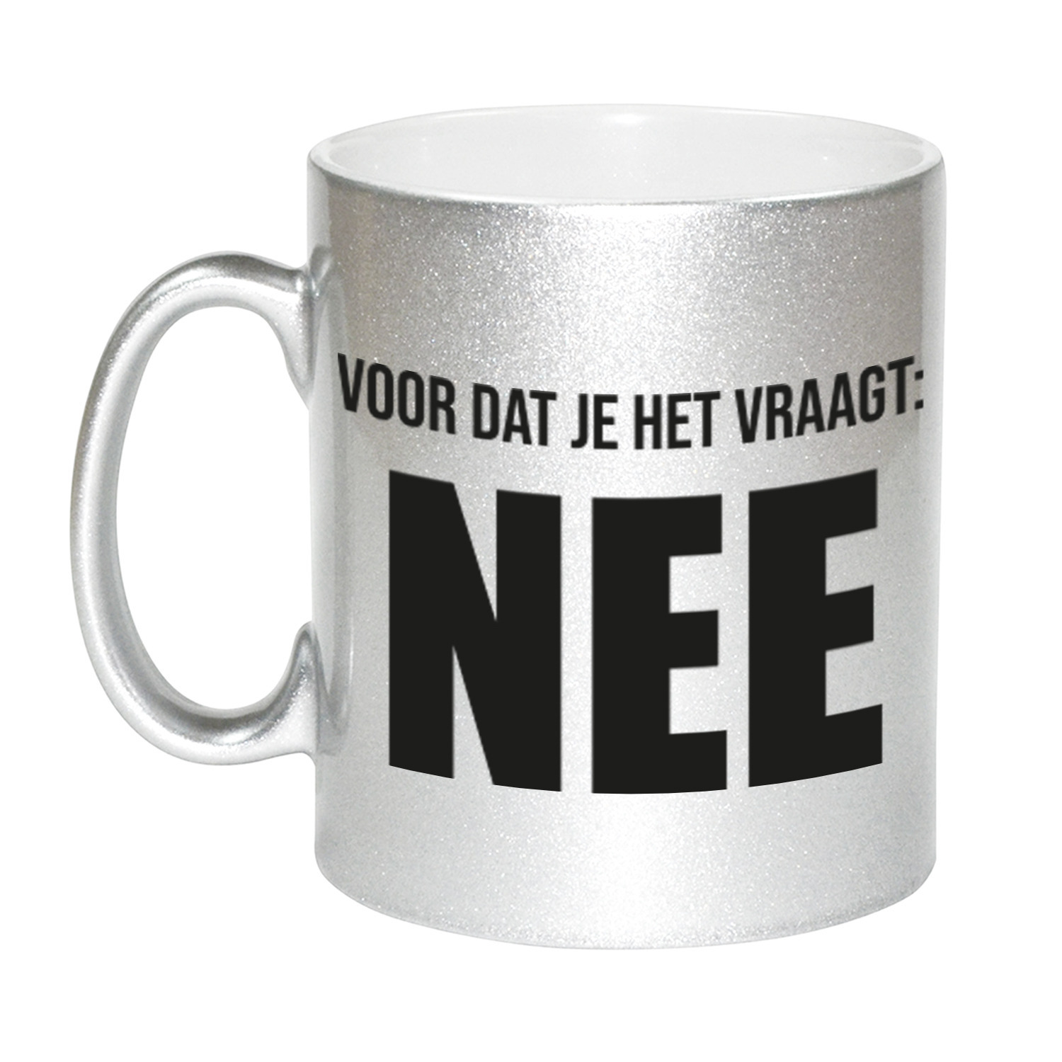 Verjaardag cadeau mok - zilver/zwart - grappige tekst - 300 ml - keramiek -