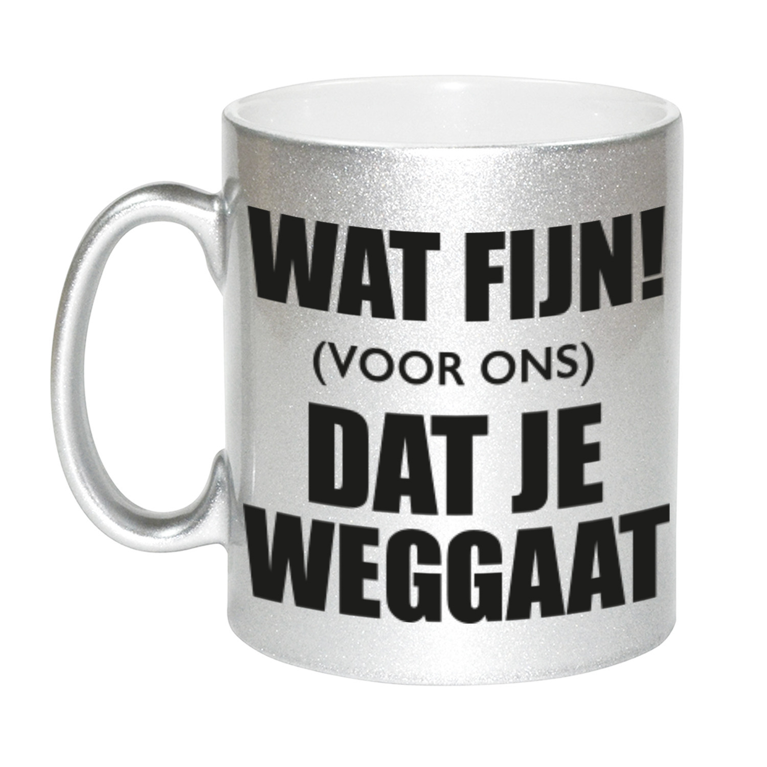 Wat fijn dat je weggaat pensioen mok / beker zilver 330 ml -
