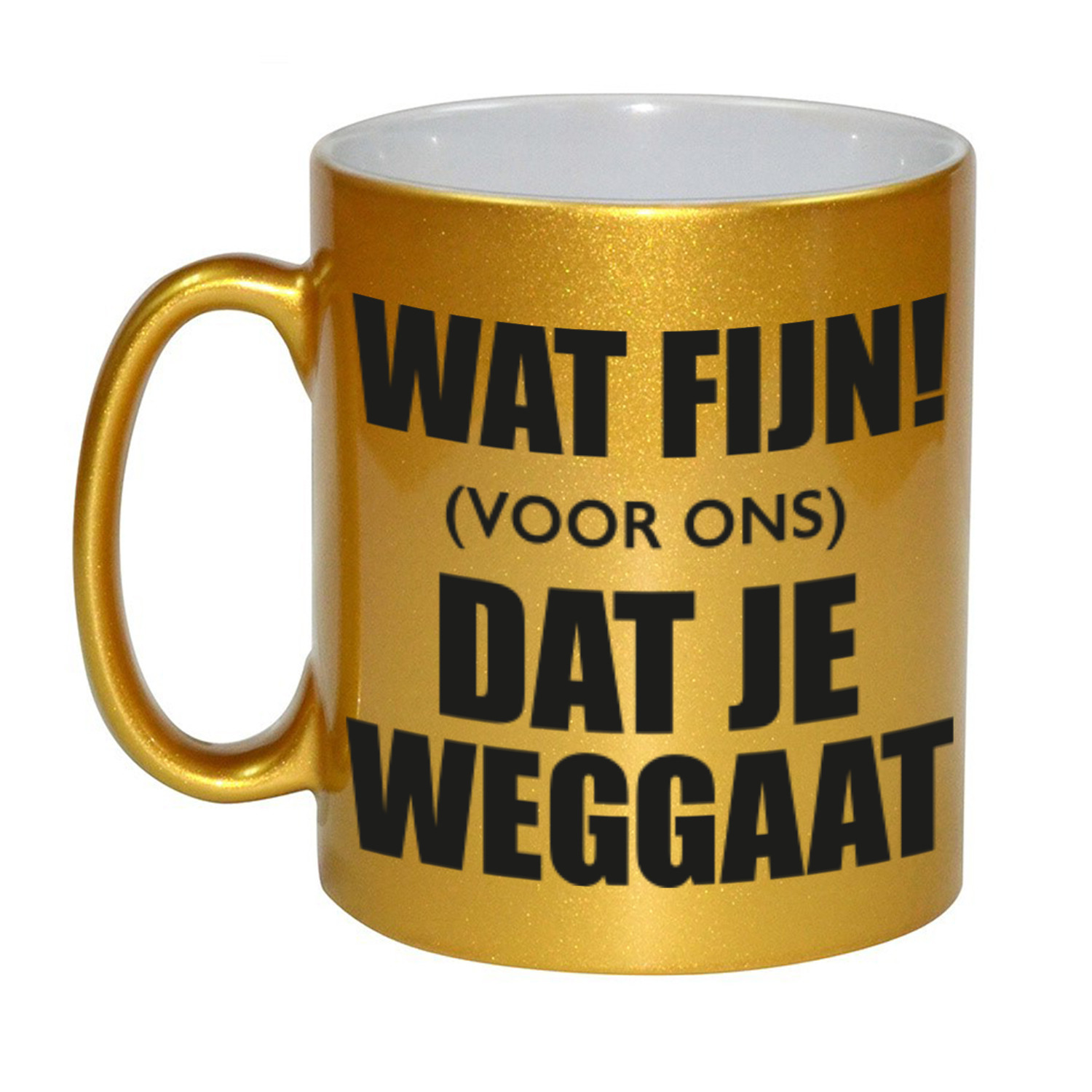 Wat fijn dat je weggaat pensioen mok / beker goud 330 ml -