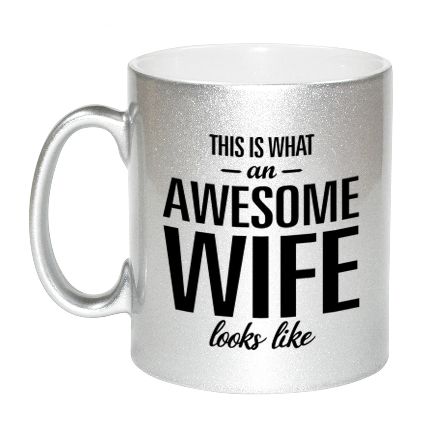Awesome wife / echtgenote zilveren cadeau mok / beker 330 ml -