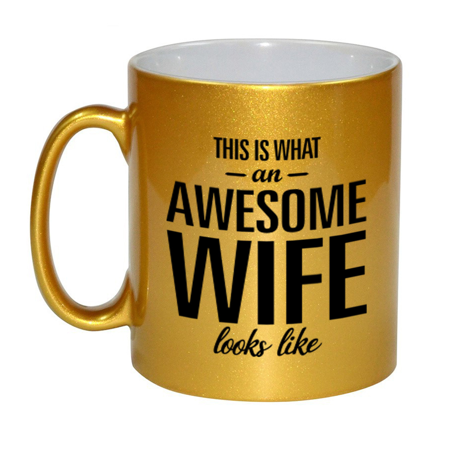 Awesome wife / echtgenote gouden cadeau mok / beker 330 ml -