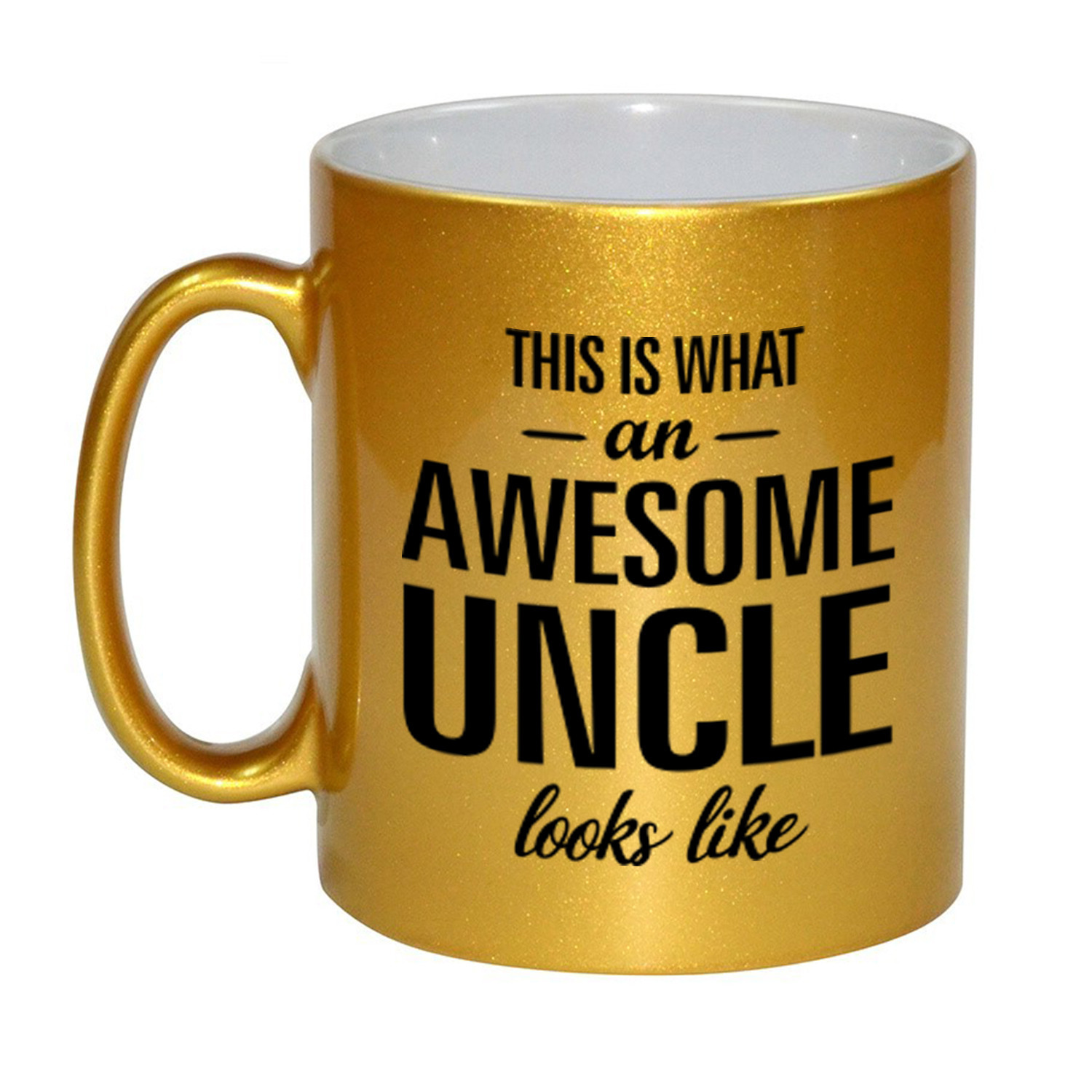 Awesome uncle / oom gouden cadeau mok / beker 330 ml -