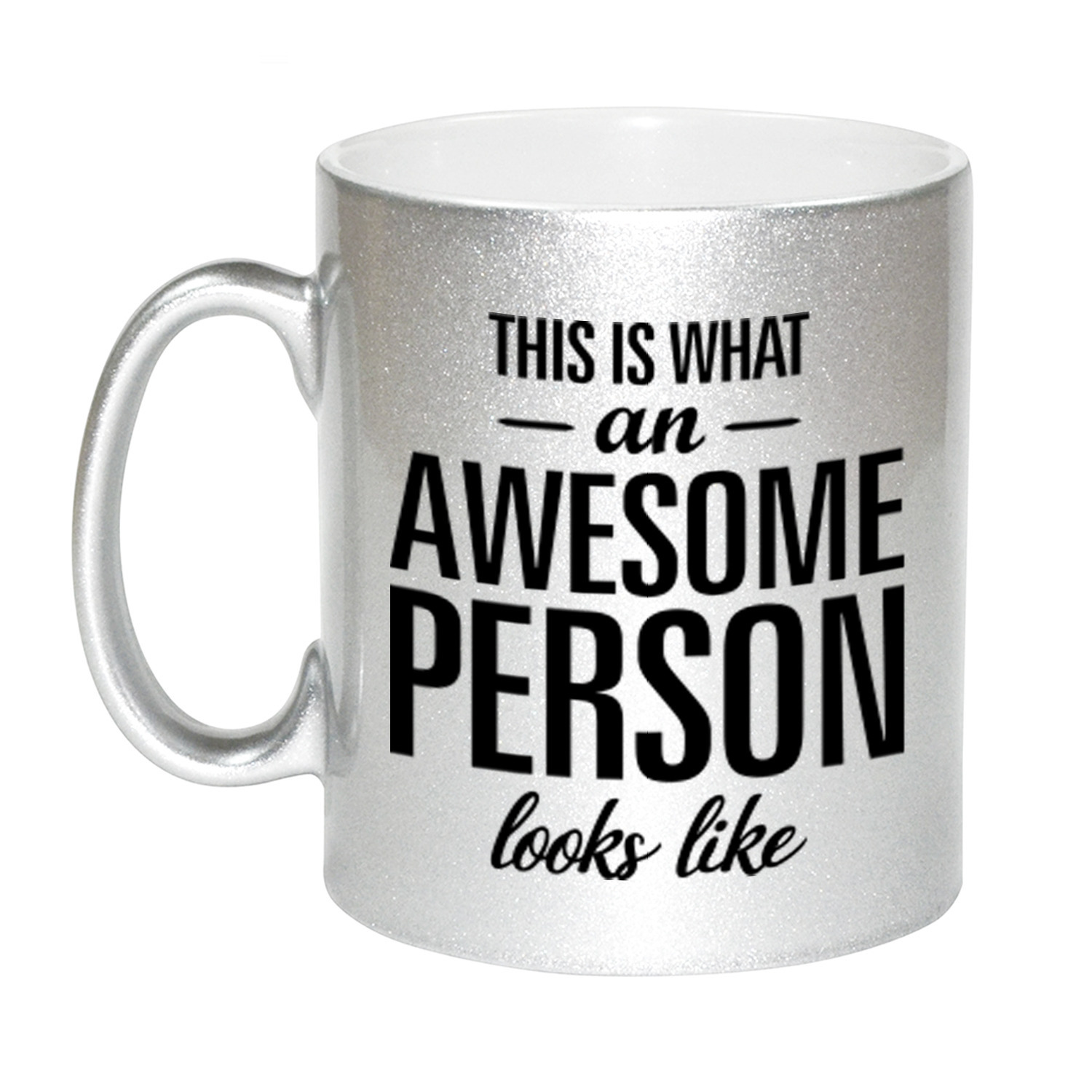 Awesome person / persoon zilveren cadeau mok / beker 330 ml -