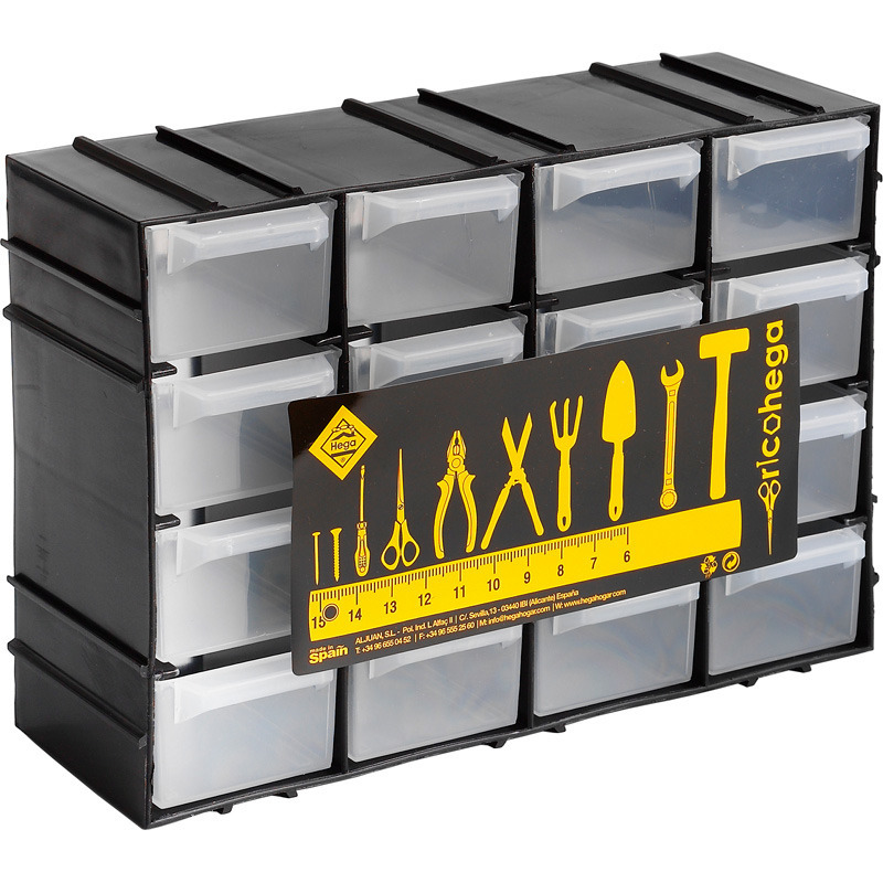 Gereedschap sorteerbakken - 16-lades - 22 x 8 x 15 cm - opbergkastjes - ophangbaar -