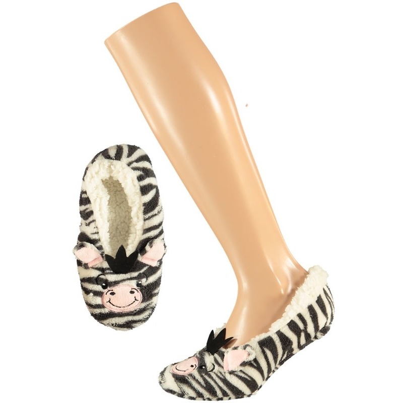 Meisjes ballerina pantoffels/sloffen zebra maat 28-30 28/30 -