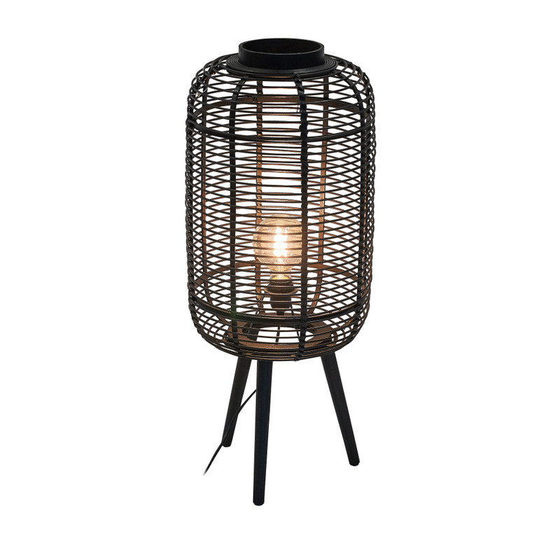 Staande lamp bamboe - zwart - 33x33x77.5 cm