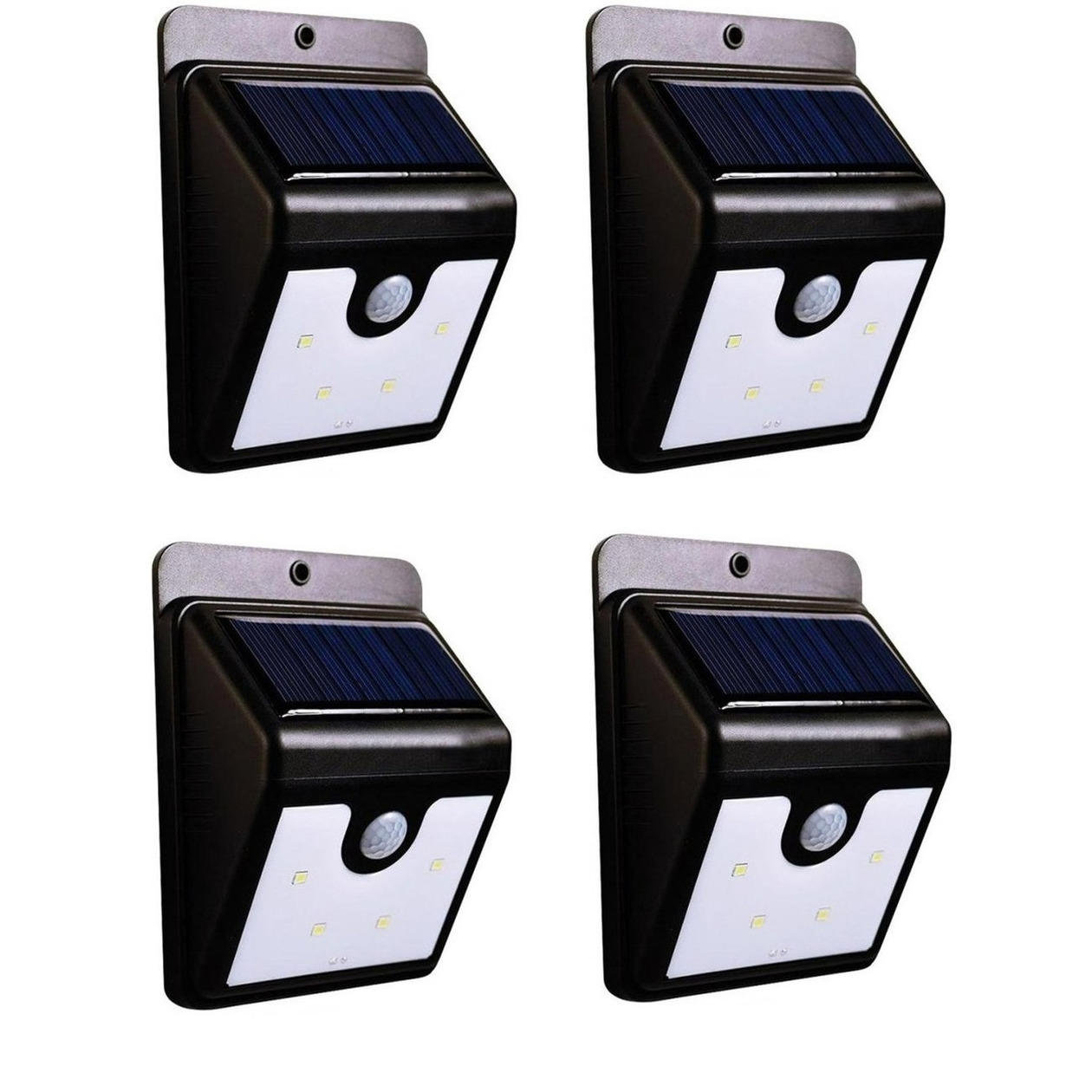 4x stuks solar tuinverlichting / muurlampen LED wandlamp spatwaterdicht met bewegingssensor -