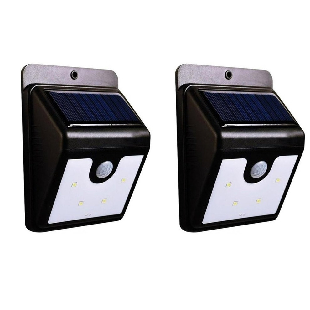 2x stuks solar tuinverlichting / muurlampen LED wandlamp spatwaterdicht met bewegingssensor -