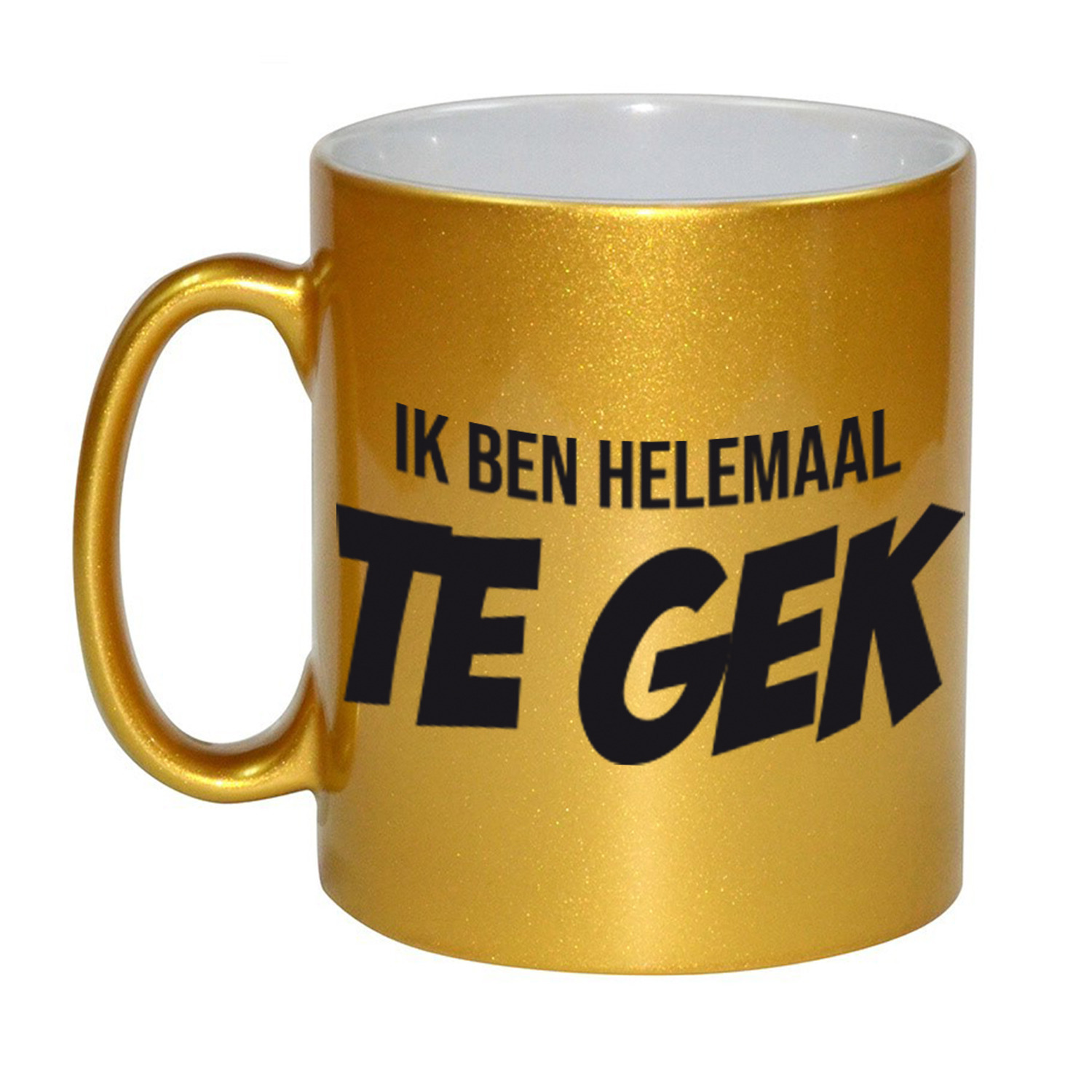 Ik ben helemaal te gek mok / beker gouden cadeau collega 330 ml -