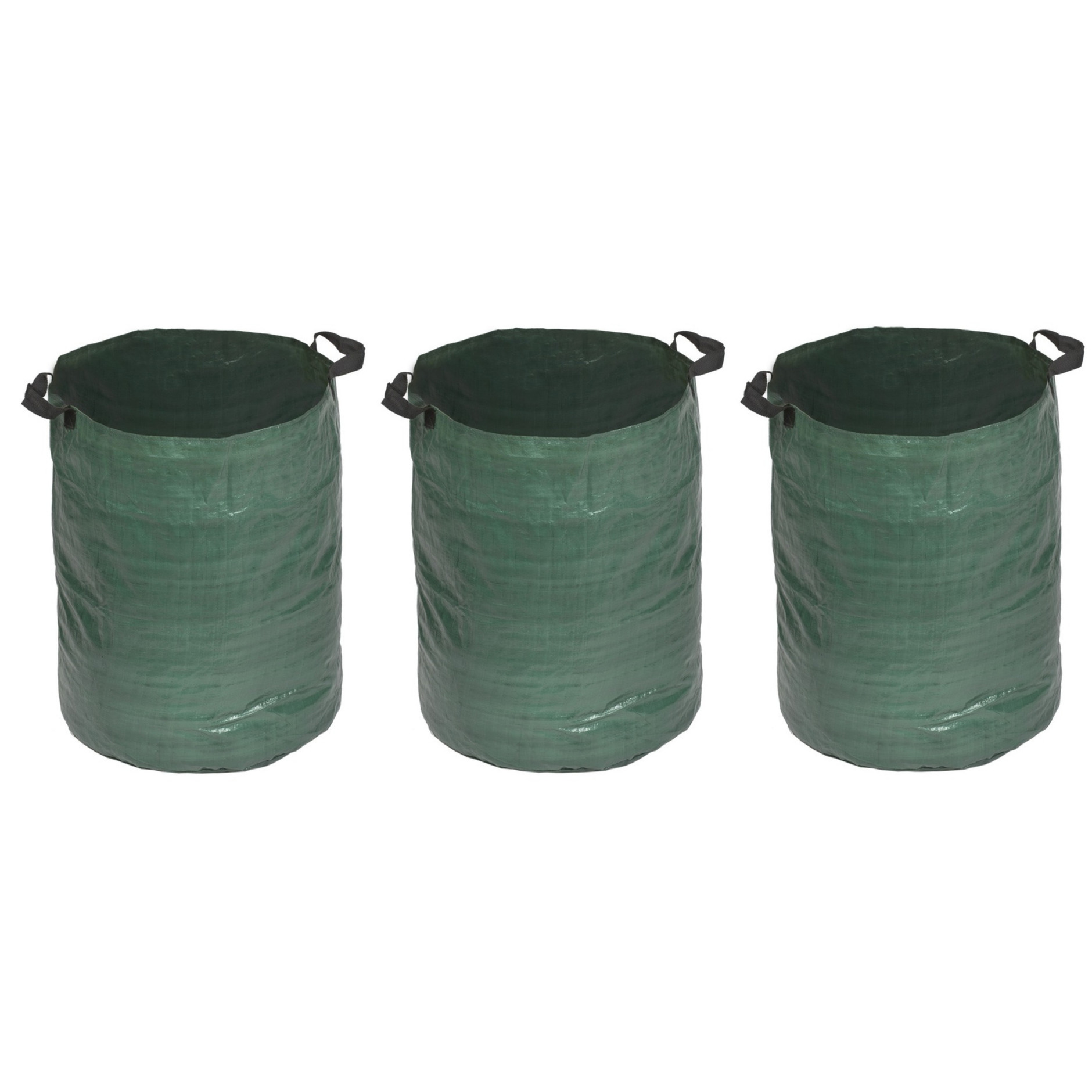 3x stuks groene tuinafvalzakken opvouwbaar 120 liter -