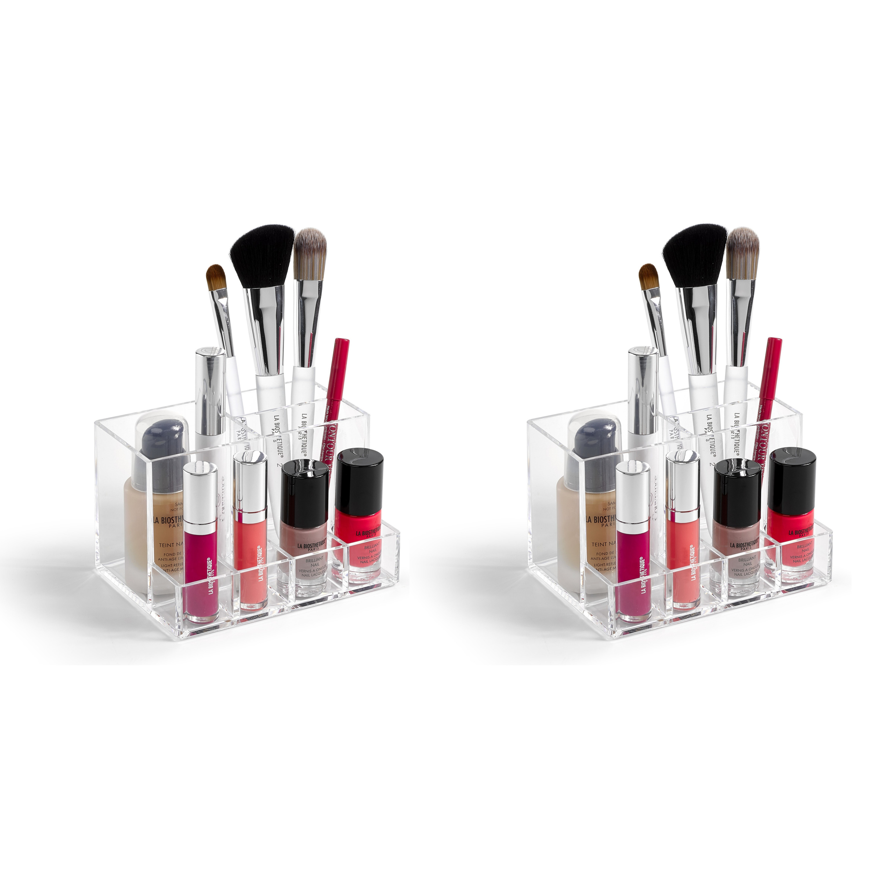 Set van 2x stuks make-up organizers/houder 7-vaks 10 x 14 x 9 cm -
