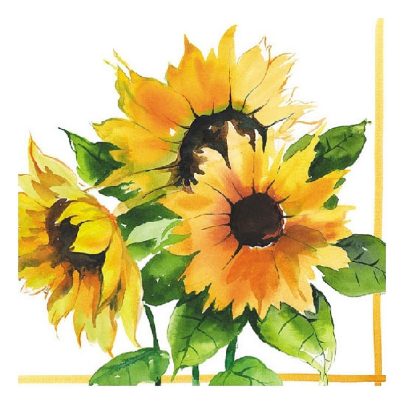 100x Zonnebloemen thema servetten 33 x 33 cm -