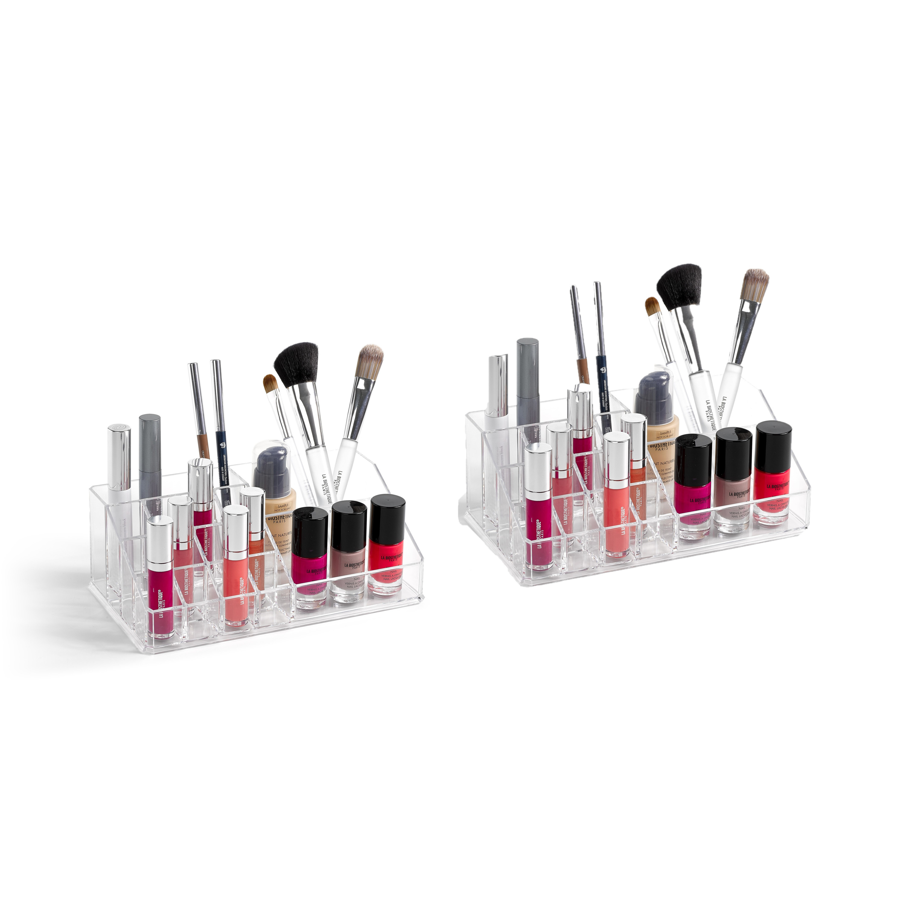Set van 2x stuks make-up organizers/houder 15-vaks 13 x 22 x 8 cm -