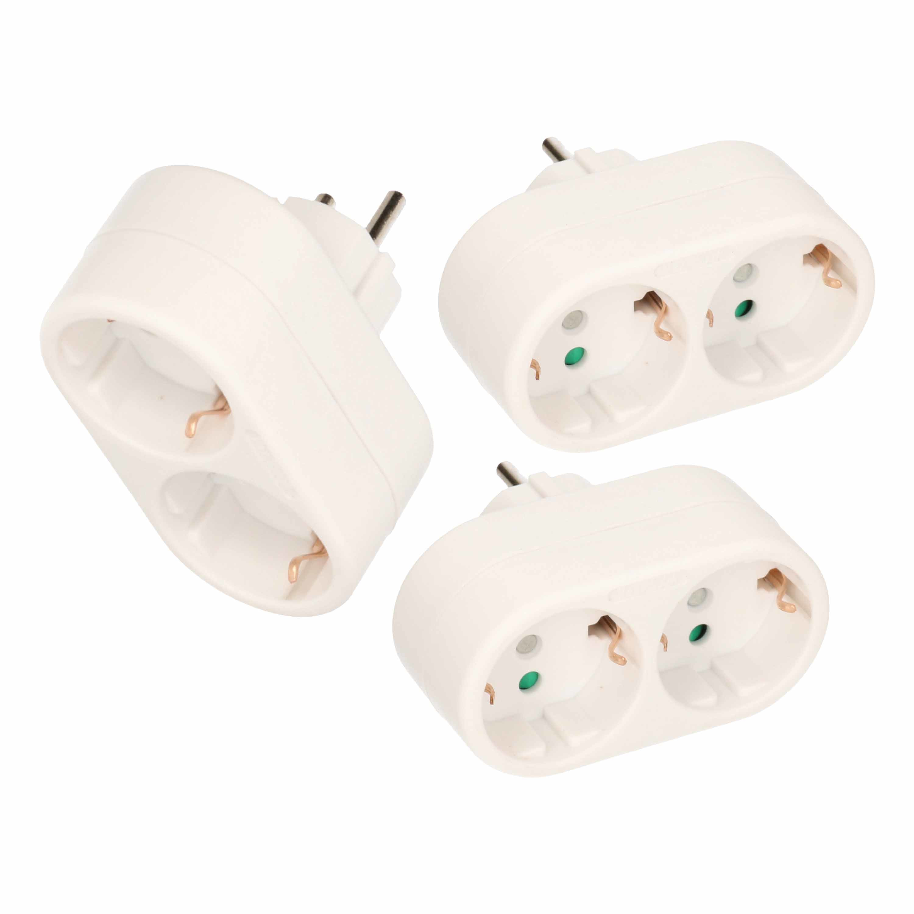 Benson Verdeel stekker - 3x stuks - duo stekker - stopcontact splitter - wit -