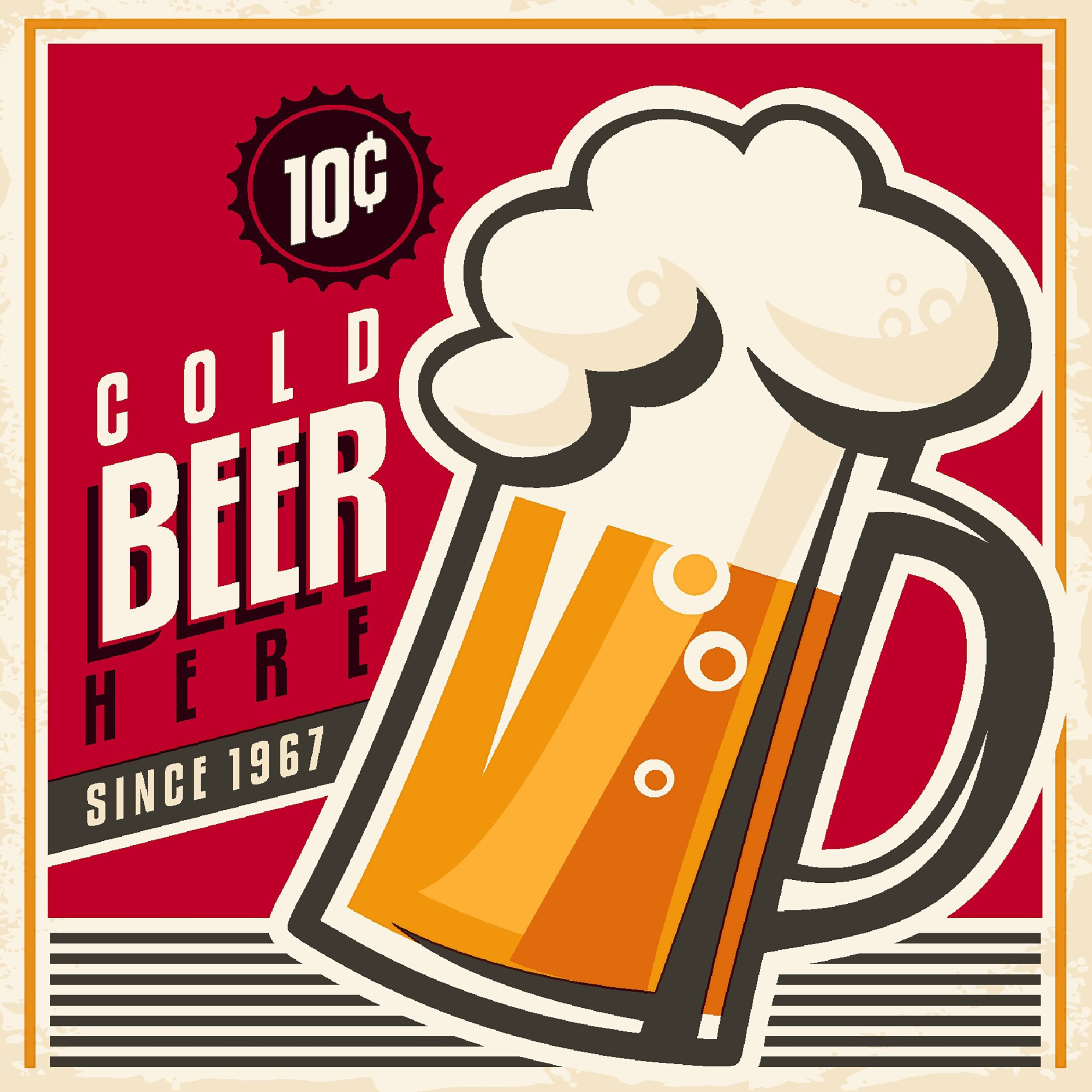 60x Retro bier thema print servetten 33 x 33 cm -