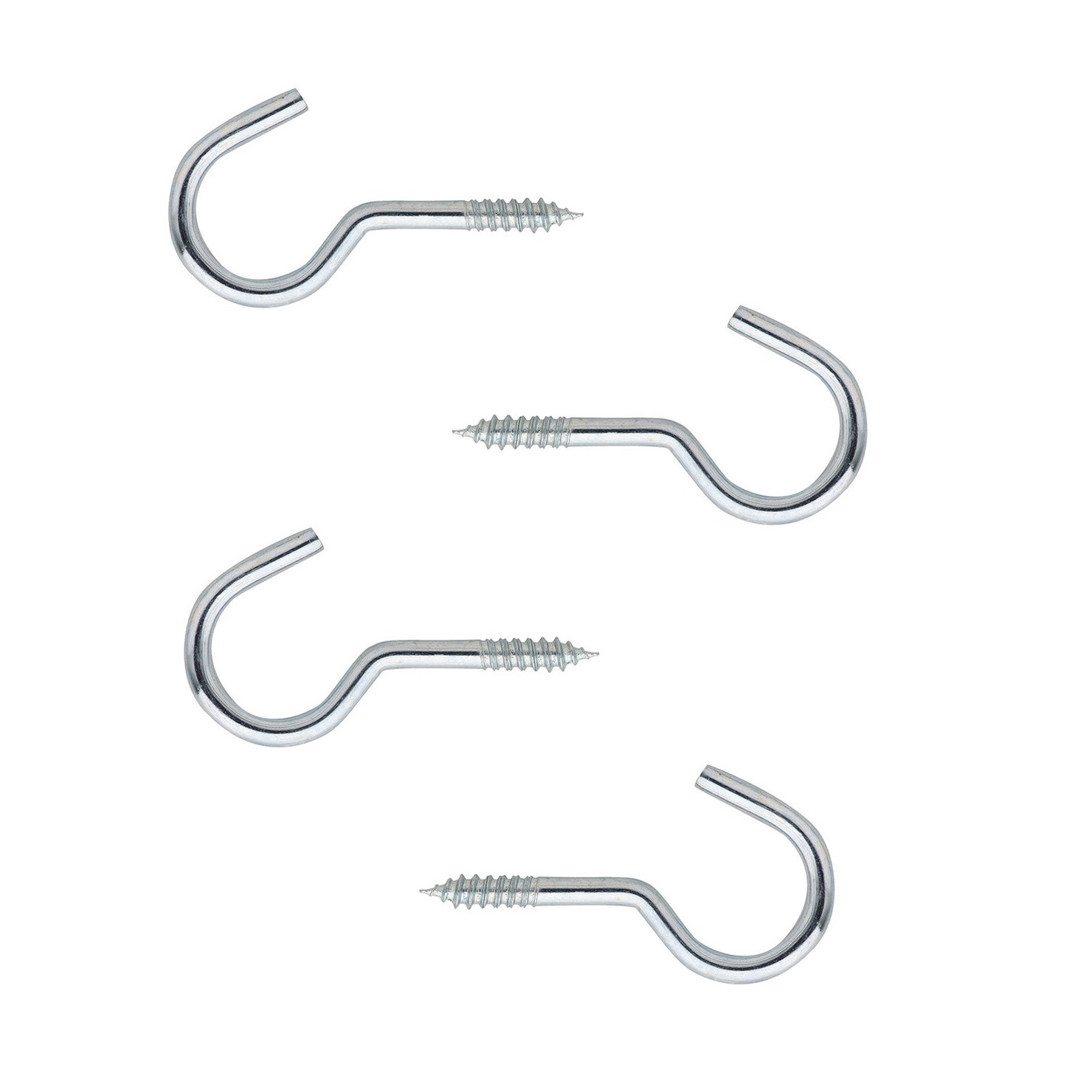 Schroefhaken - 4x stuks - verzinkt staal - met houtdraad - L6 x D1,8 cm -