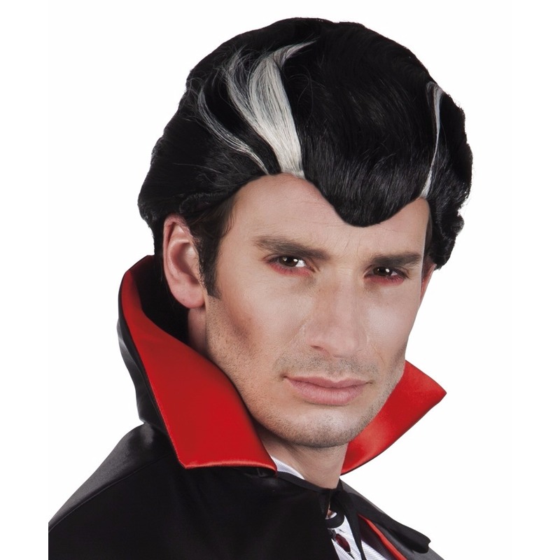 Vampieren verkleed pruik voor mannen - Halloween pruiken - zwart/wit - Carnaval -