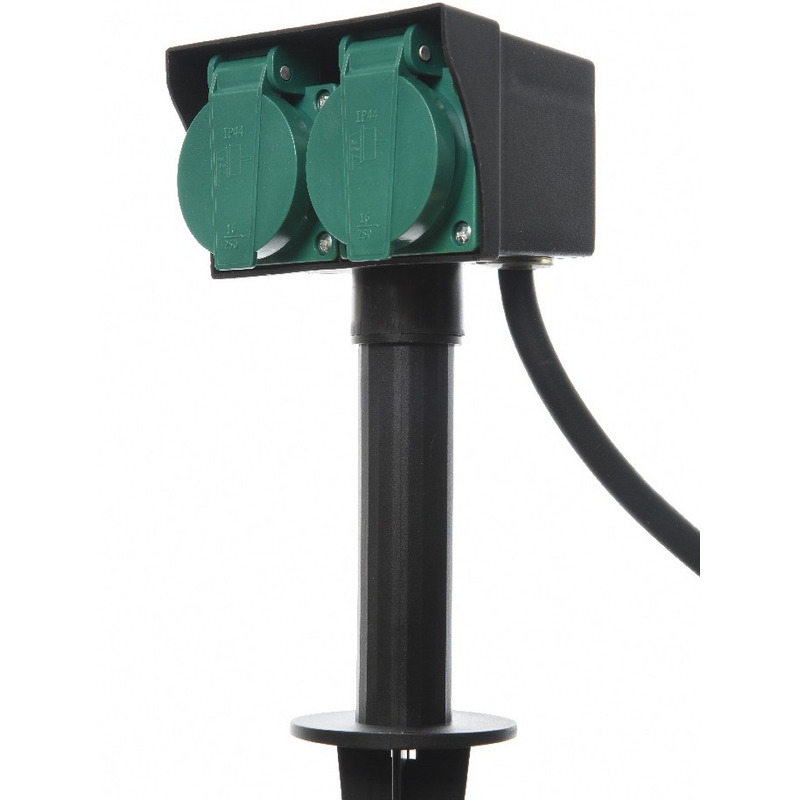 Tuincontactdozen/tuinstopcontacten stekers 2-voudig zwart/groen -