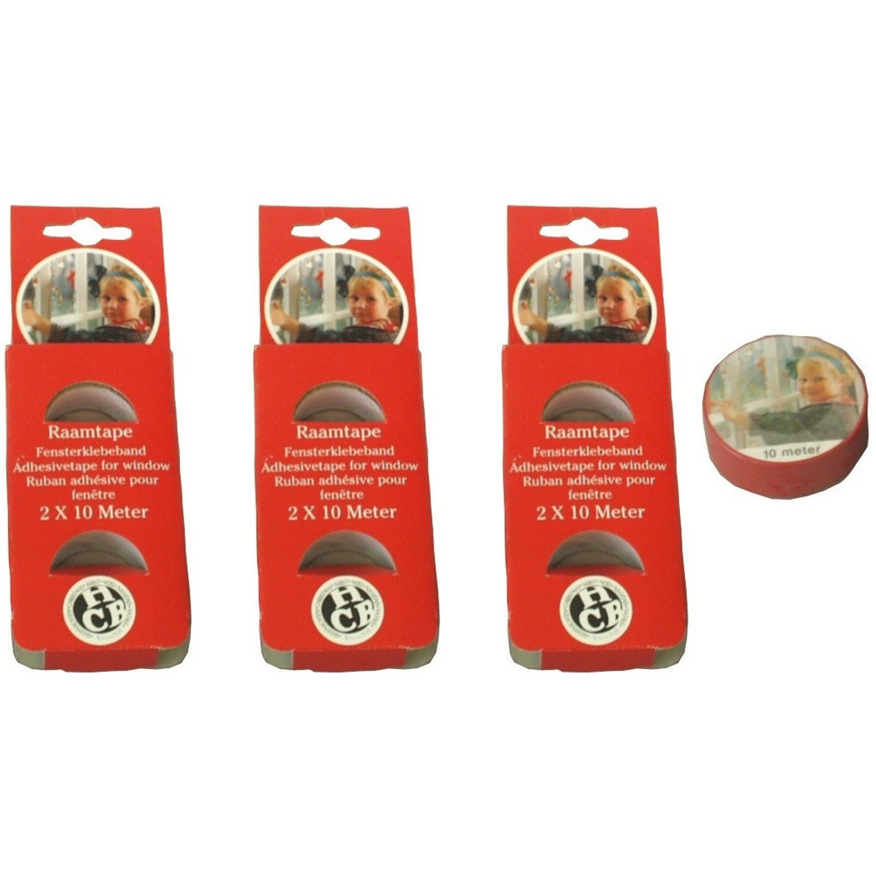 12x Rode raamtape kerstversiering op rol 10 meter -