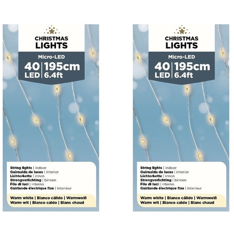 3x stuks draadverlichting zilverdraad 40 warm witte lampjes - 1195 cm -