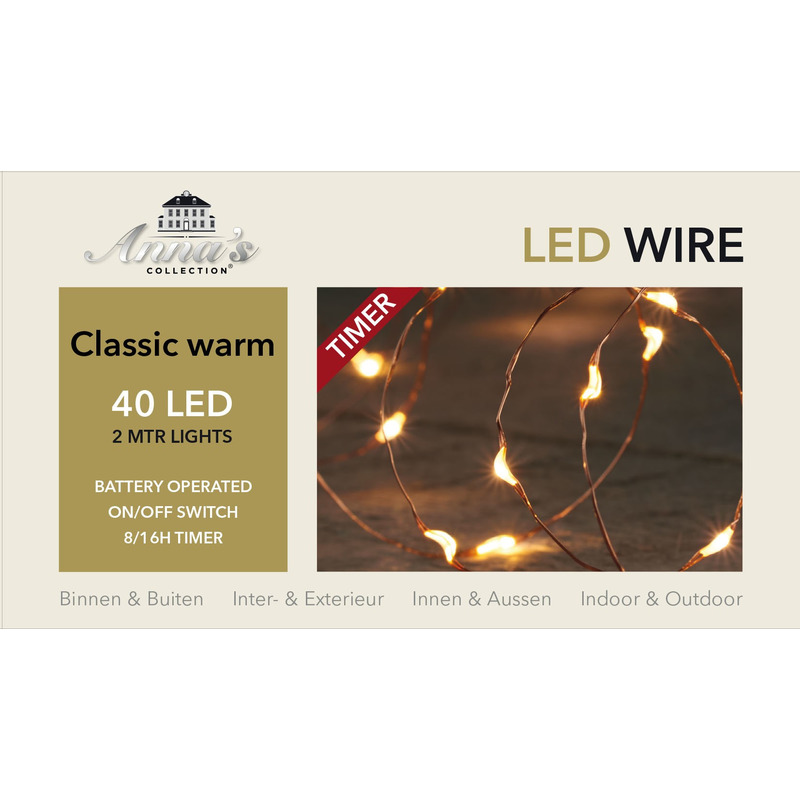 Draadverlichting - koper - 40 led lampjes - klassiek warm wit - 200 cm - lichtsnoer -