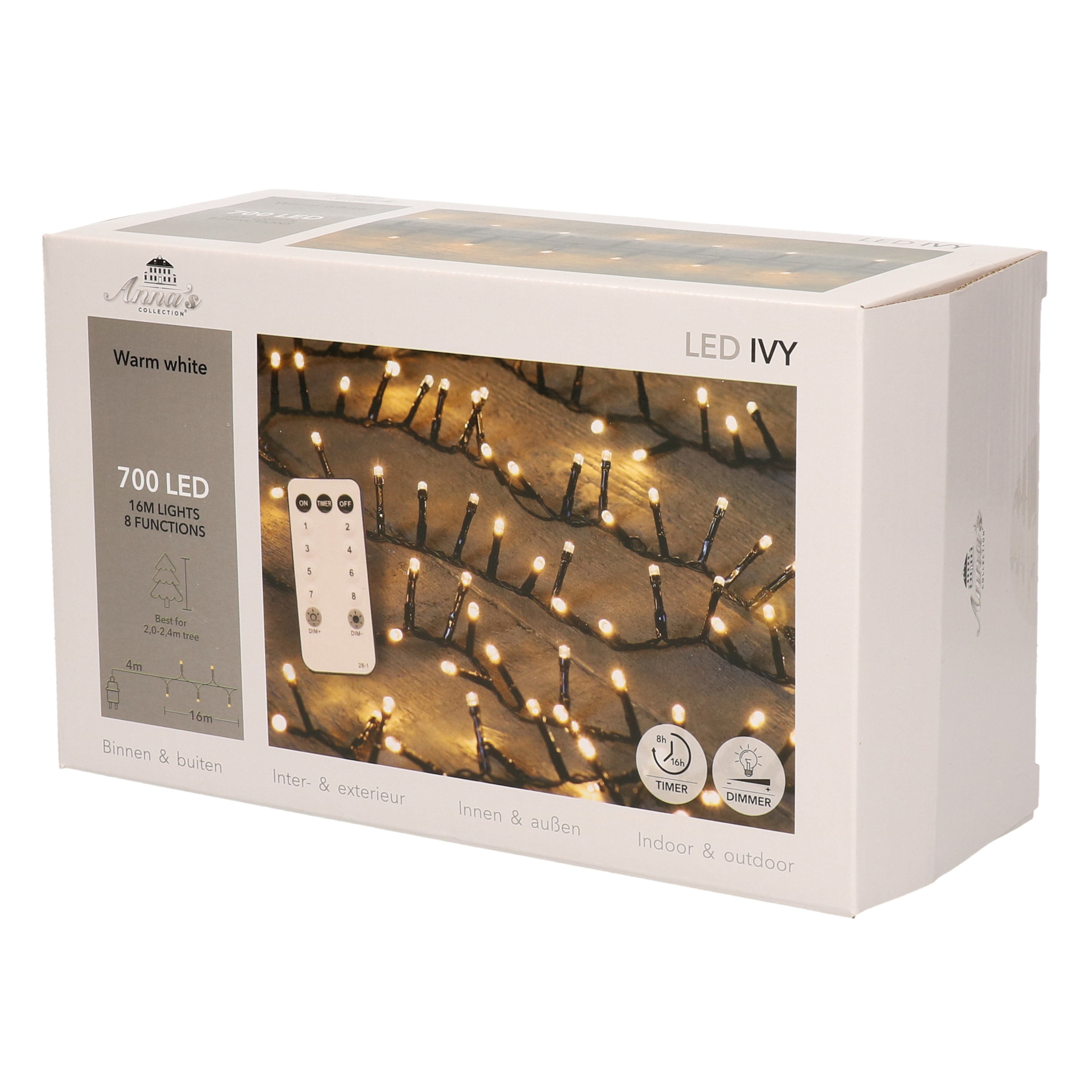 Kerstverlichting - warm wit - 700 lampjes - 16 m - Kerstverlichting voor binnen en buiten -