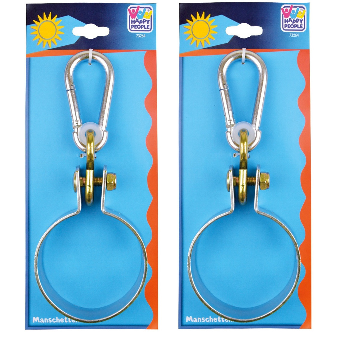 2x Schommelhaken met bevestigingsring en karabijnhaak 10 cm -