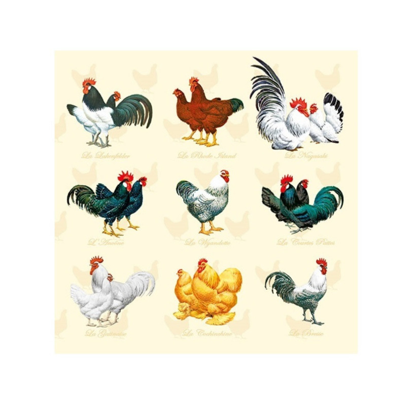 60x Kip/haan Pasen thema servetten 33 x 33 cm -