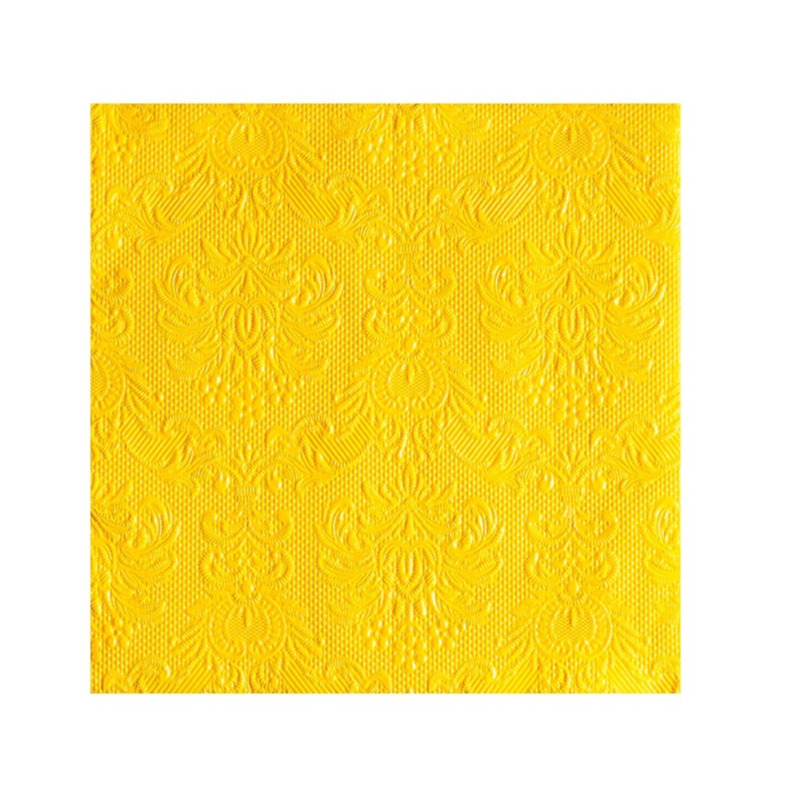 30x Luxe servetten barok patroon geel 3-laags 33 x 33 cm -