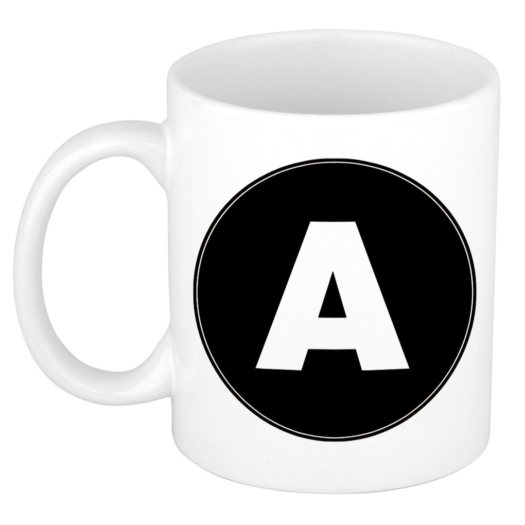 Mok / beker met de letter A voor het maken van een naam / woord of team -