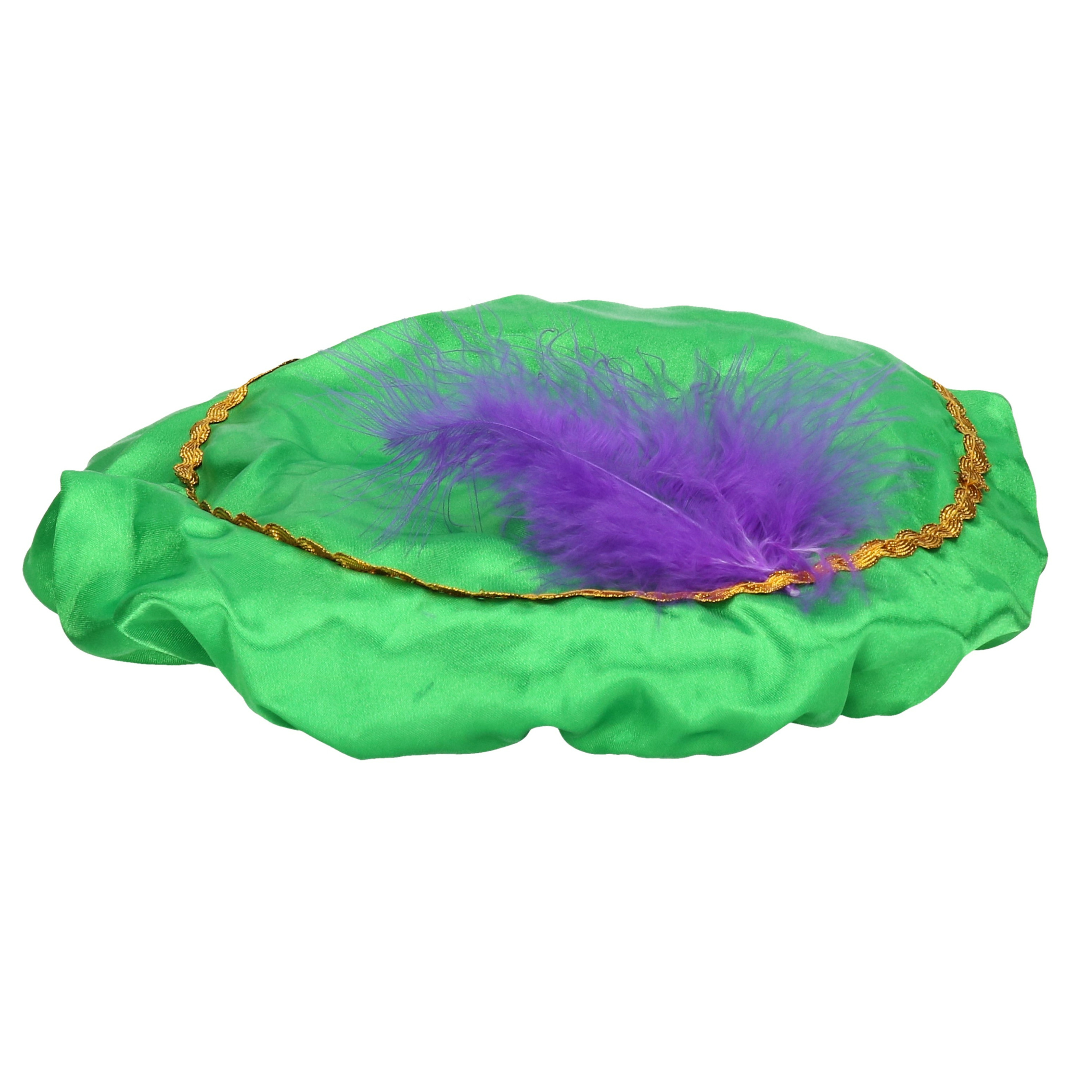 Pietenmuts/baret - met veer - groen - voor kinderen - one size -