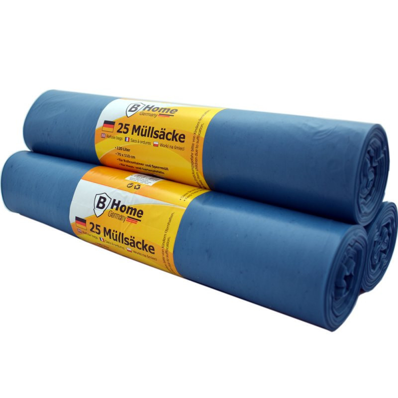 100x Grote afvalzakken/vuilniszakken 120 liter blauw -