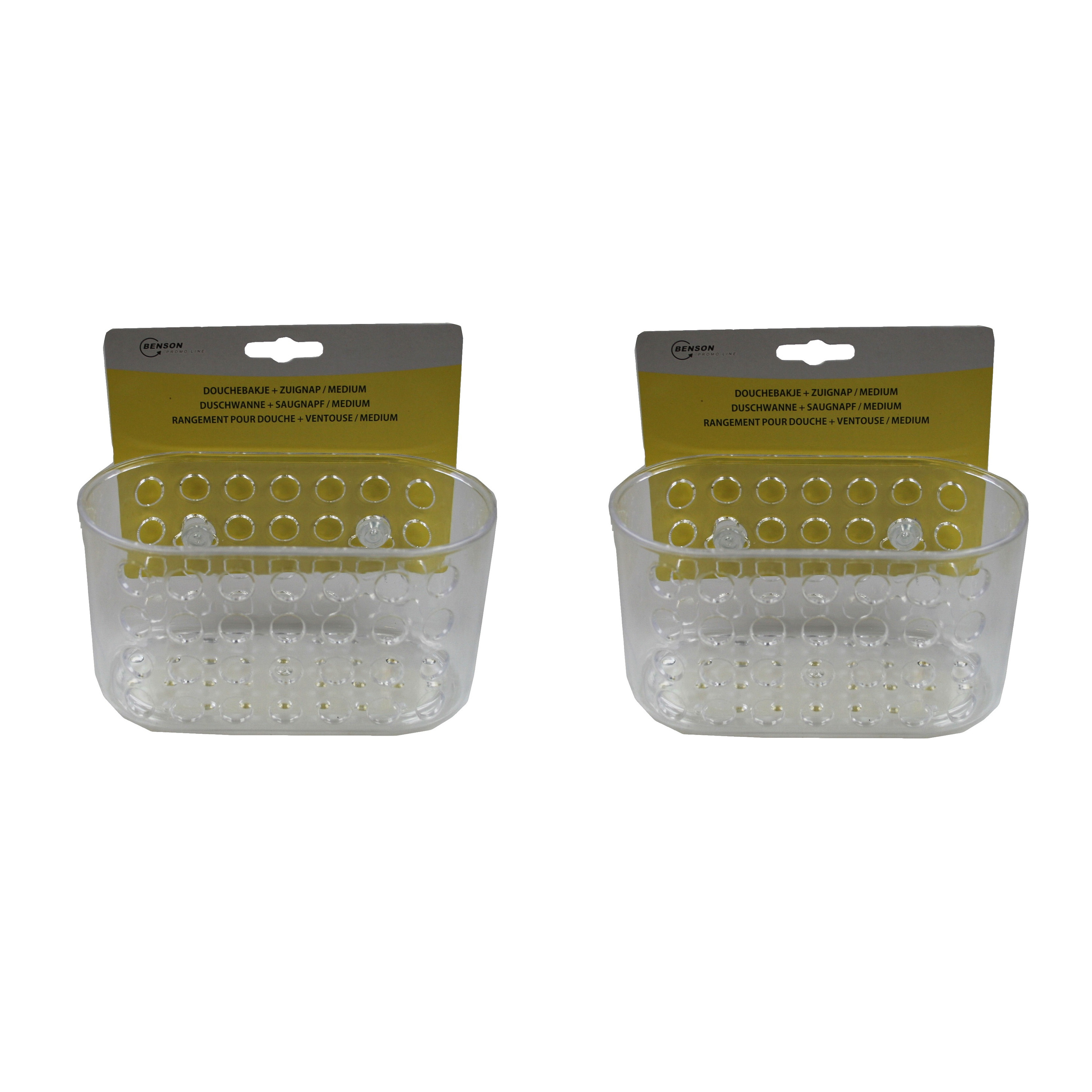 2x Douchebakjes transparant met zuignappen 15.5 x 8 x 8 cm -