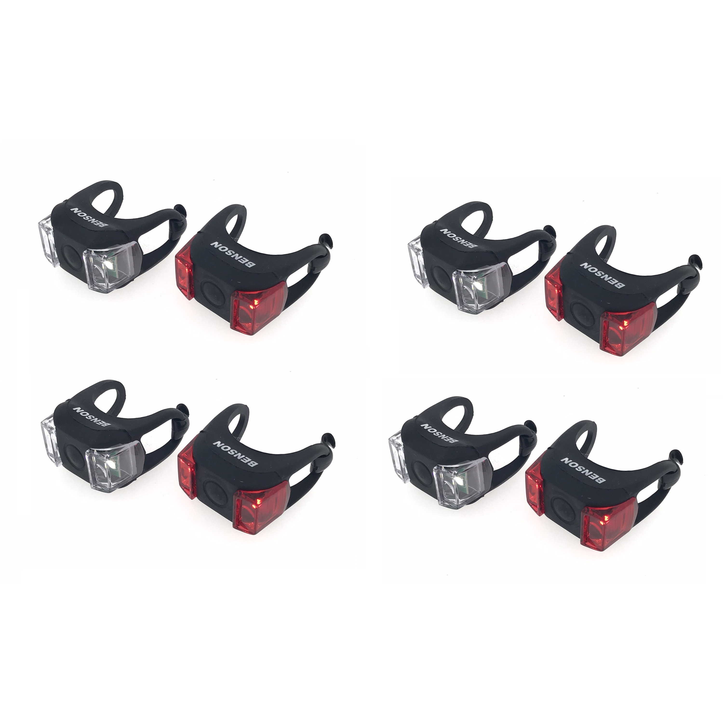 4x Fietslampjes fietsverlichting set waterdicht voorlicht en achterlicht 7 x 3 x 2 cm -