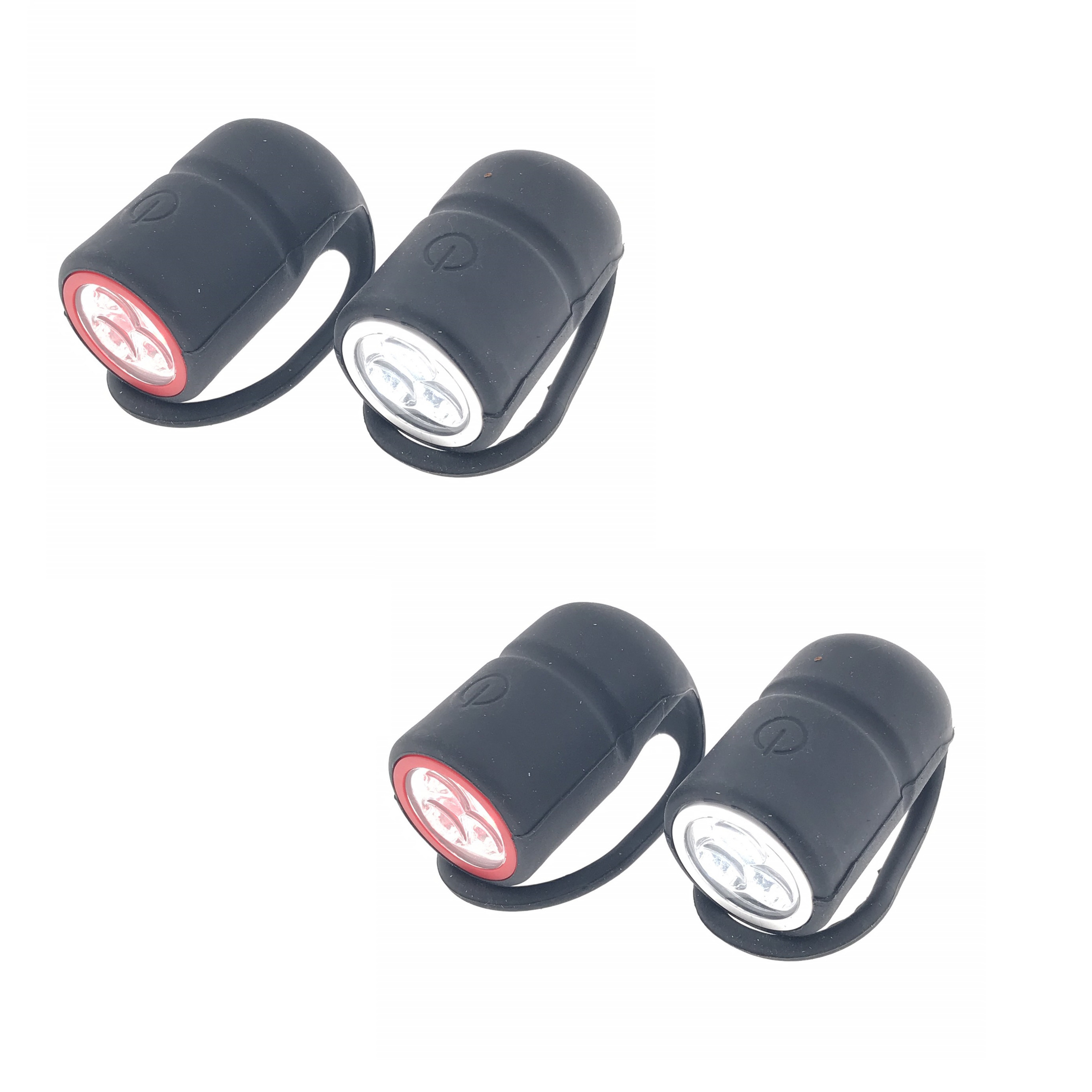 2x Fietslampjes set waterdicht voor / achterlicht 3 LEDs -