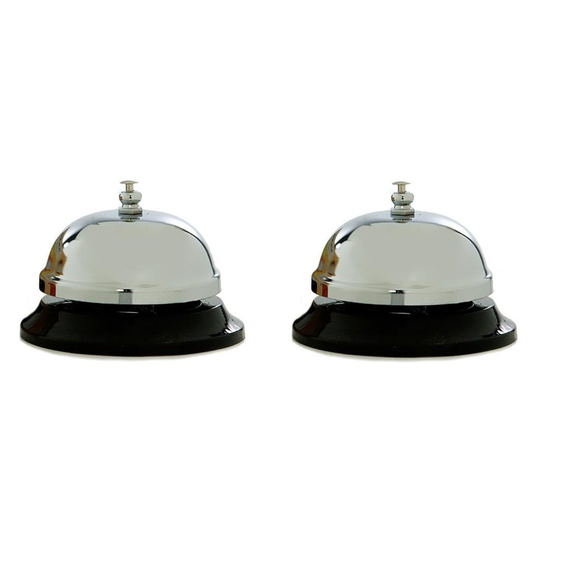 2x stuks ronde zilveren receptiebellen/ baliebellen 8,5 cm -