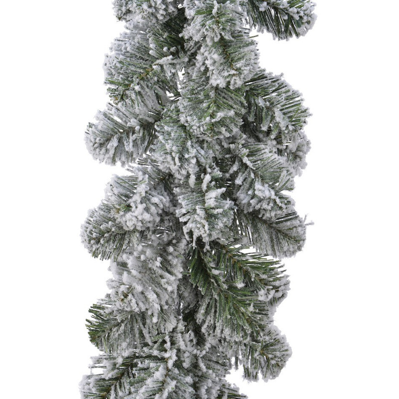 Everlands dennenslinger - groen met sneeuw - 270 cm - 25 cm breed - guirlande -