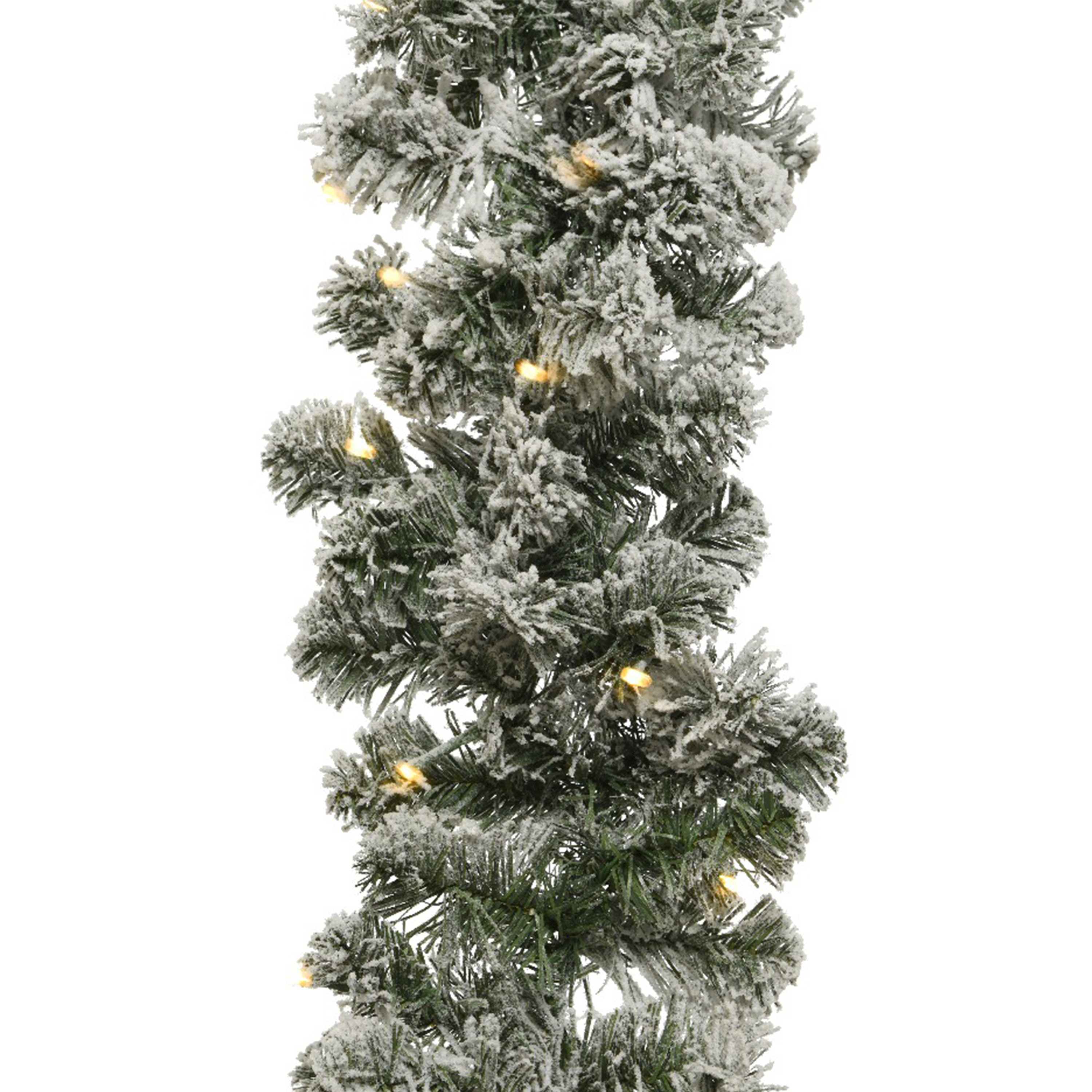 Dennenslinger - sneeuw - met verlichting - 270 x 12 cm - kunststof - kerstslingers -