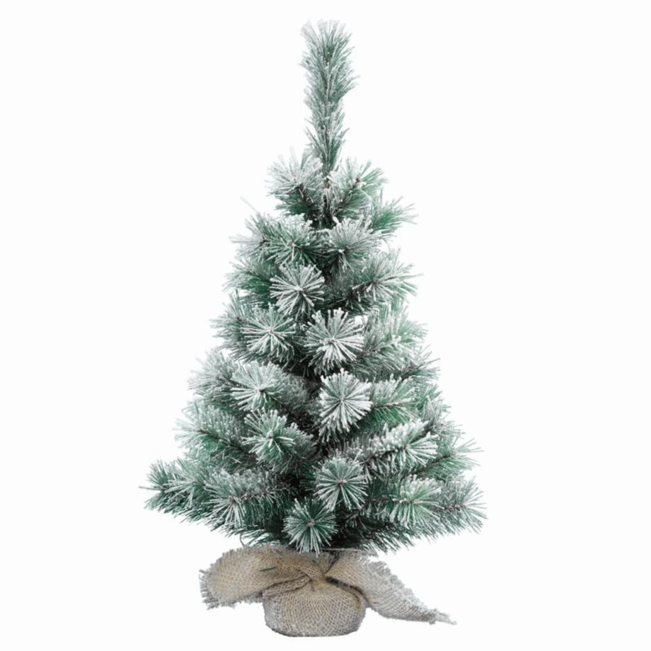 Everlands kunst kerstboom - mini - in jute zak - 75 cm -